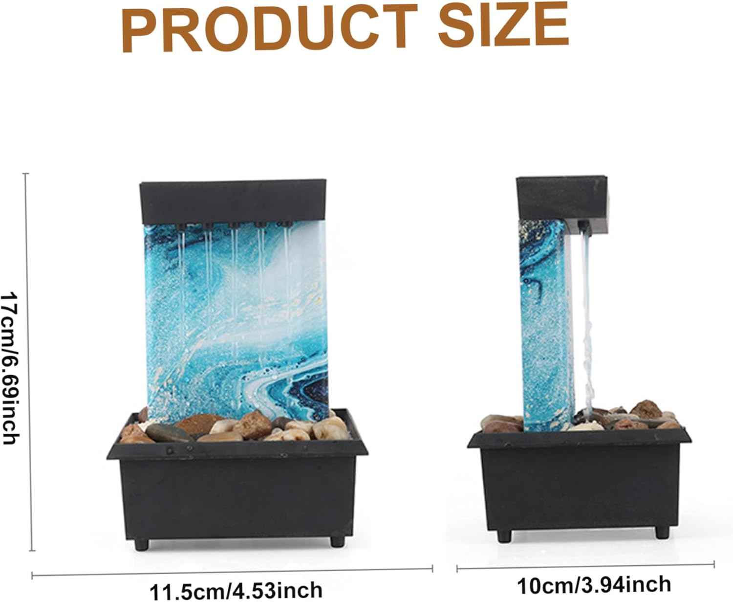 Hintyne Desk Water Fountain with Pebble Decor