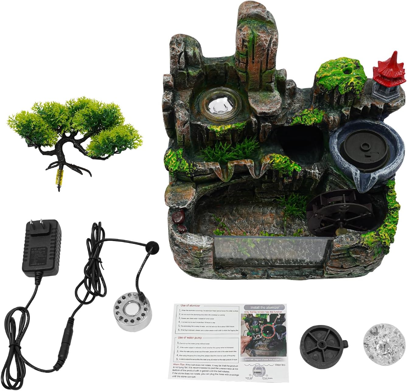 Rockery Water Fountain Tabletop with LED Light