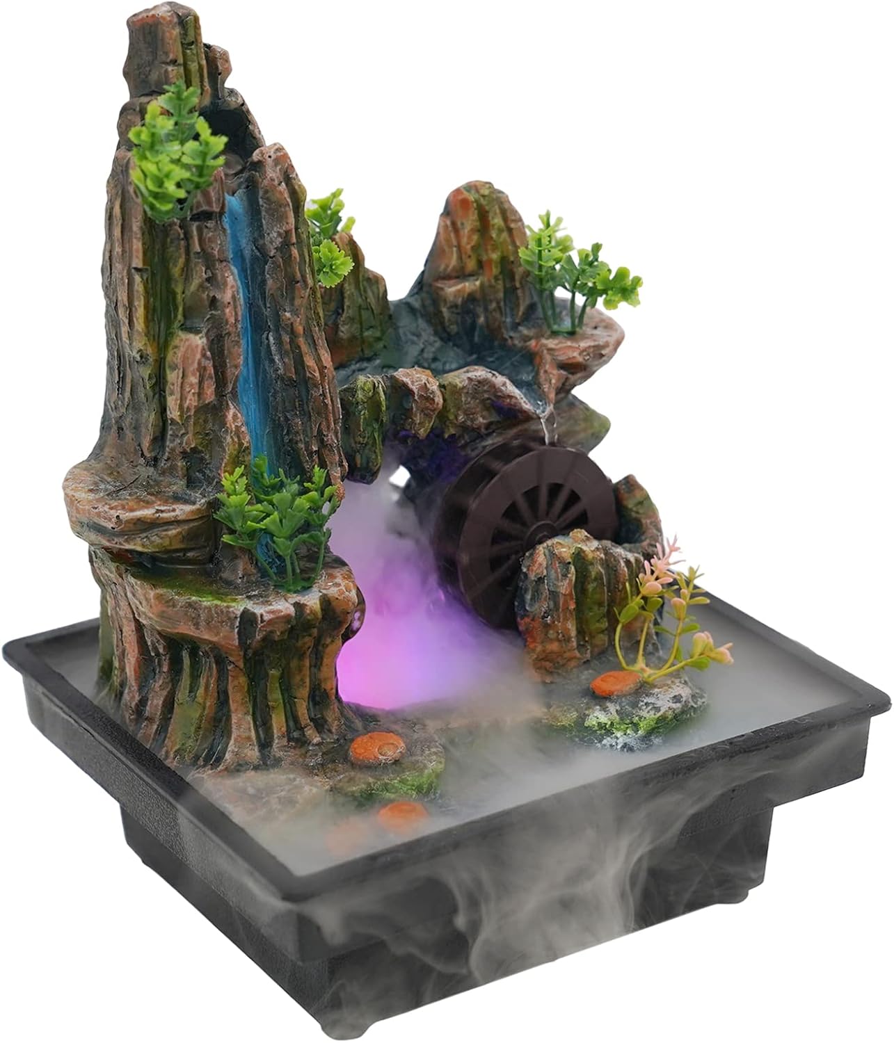 Tabletop Fountain with LED Lights and Rockery