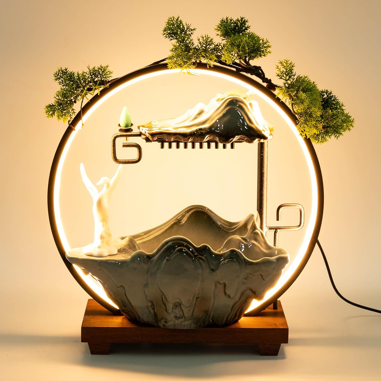 Type9 Fountain Waterfall Tabletop with LED Light and Automatic Pump