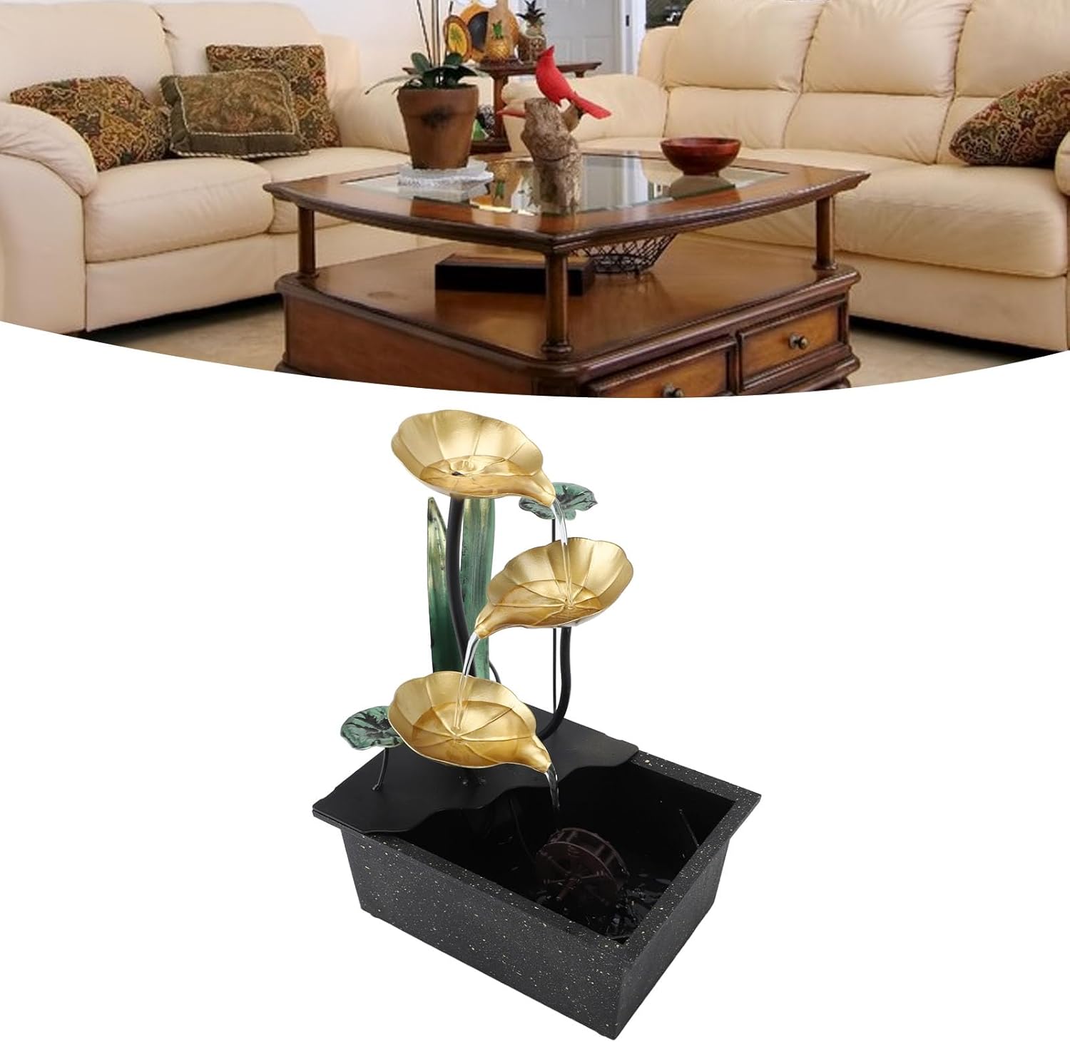 USB Tabletop Fountain with LED Light and Silent Pump