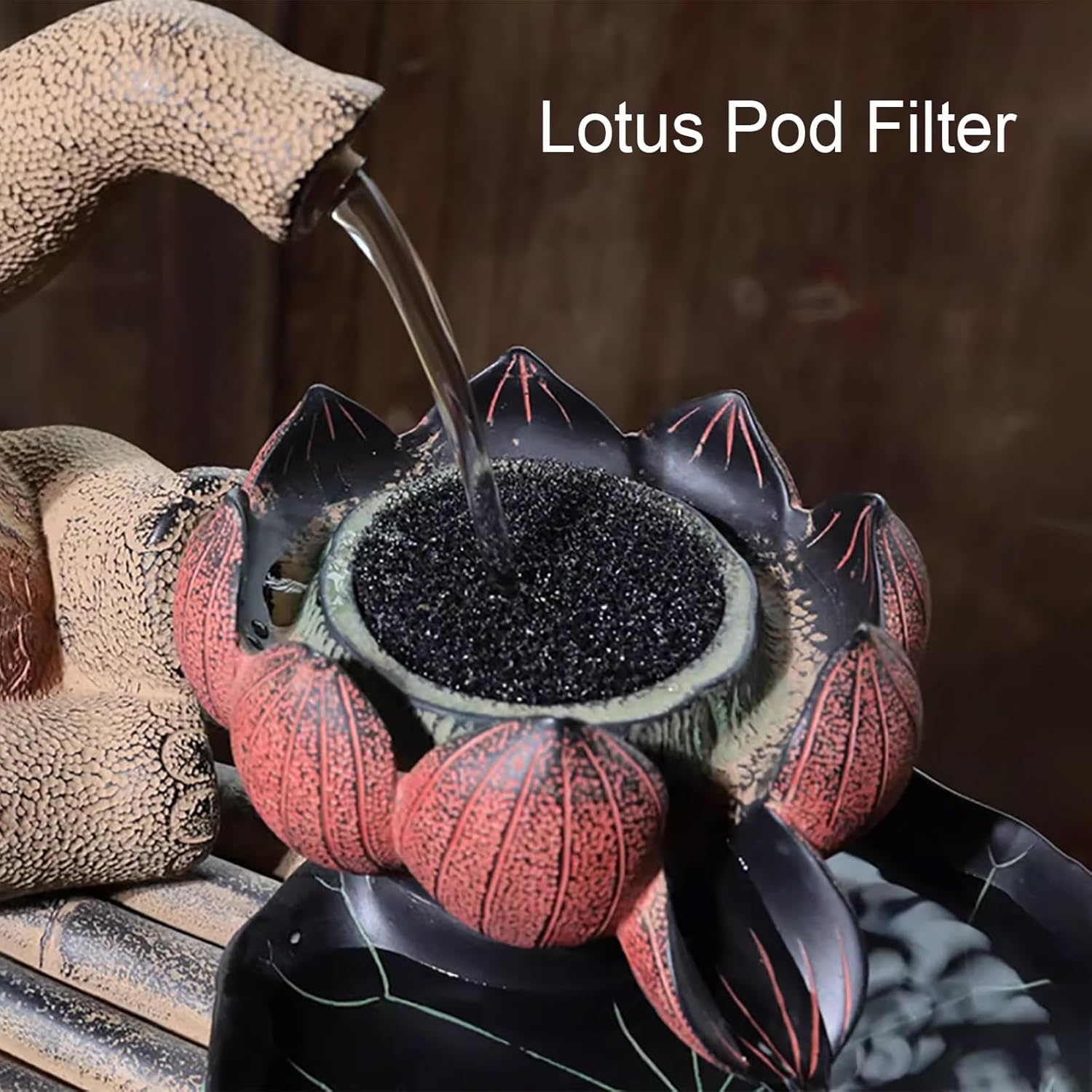 Zen Indoor Decor Desktop Fountain with Lotus Design