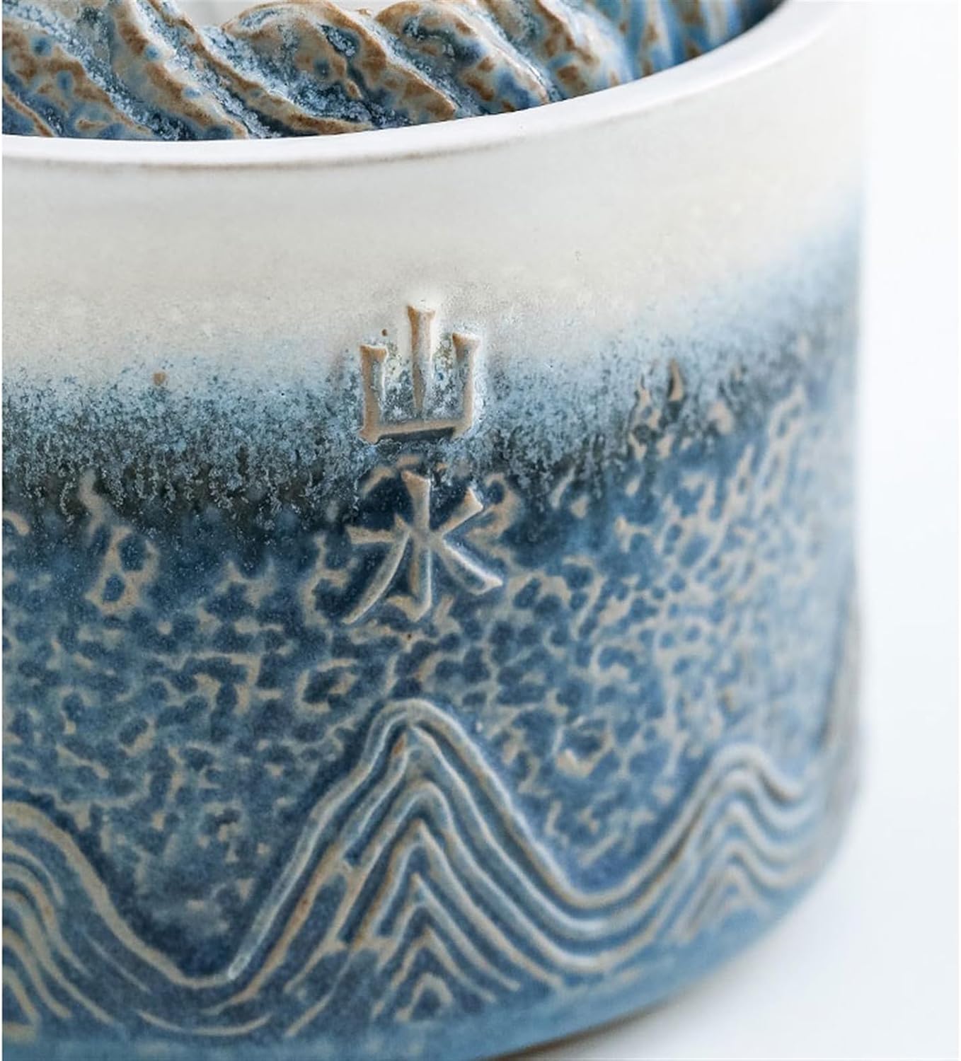 Blue Ceramic Tabletop Fountain for Office Home