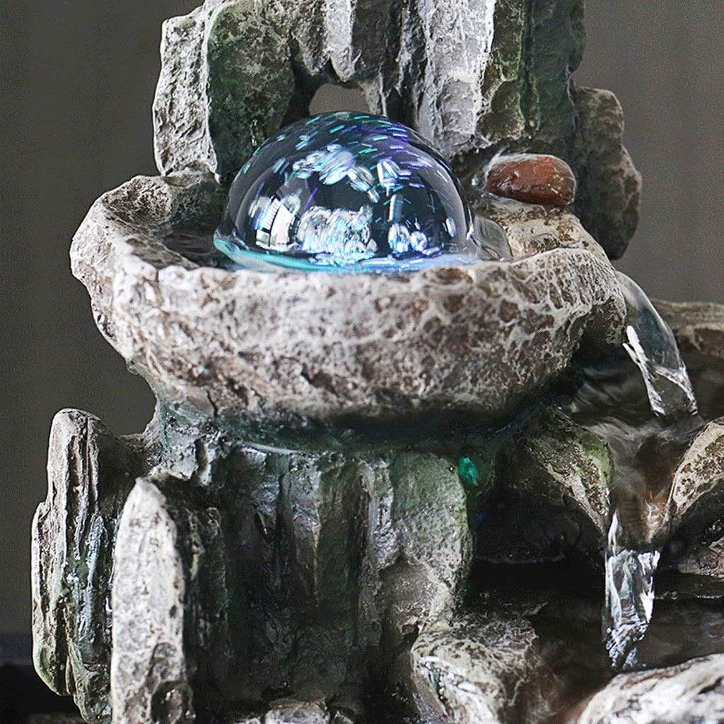 Simple Lucky Tabletop Water Fountain with LED Rolling Ball