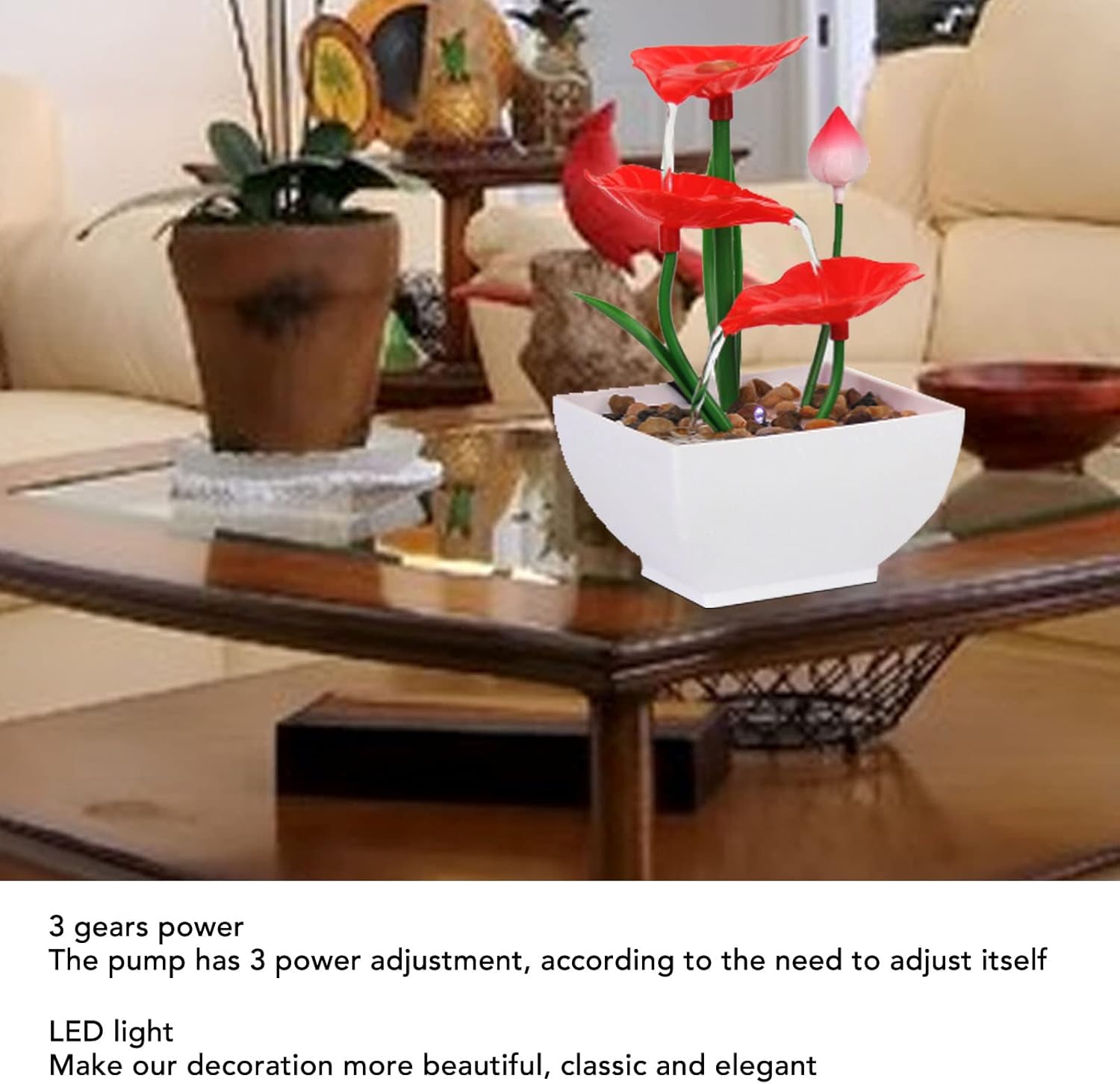 OUKENS Desktop Fountain Ornament with LED Light