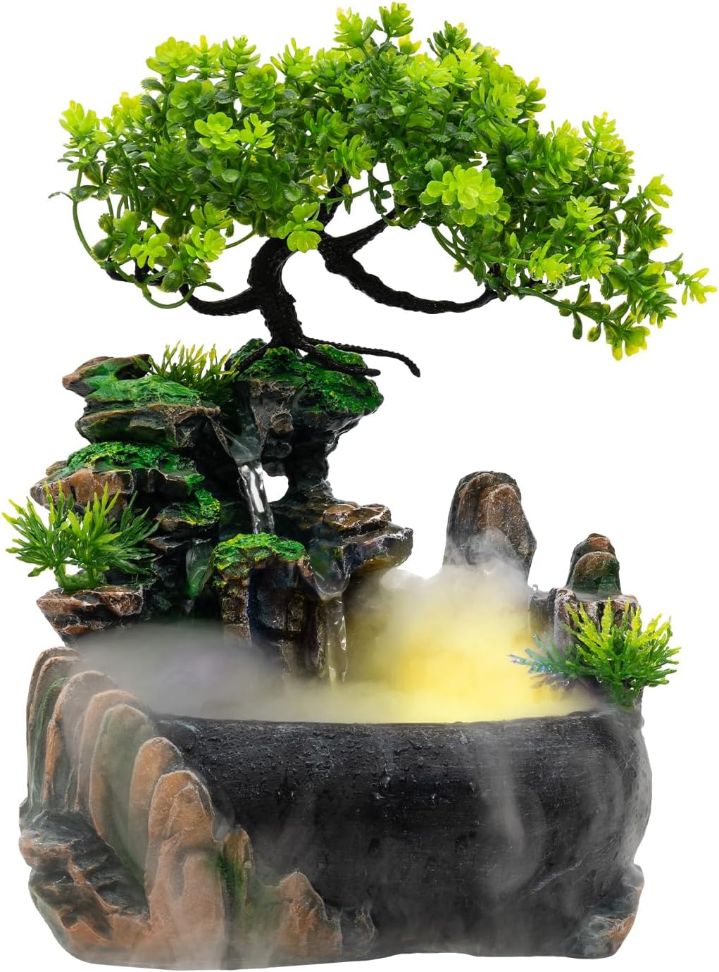 Indoor Rockery Fountain with LED Light and Atomizer