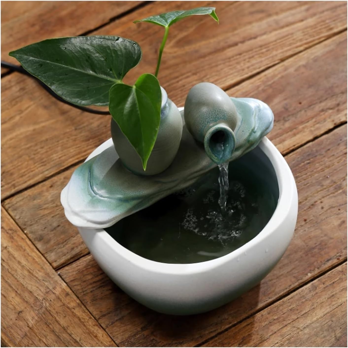 Ceramic Tabletop Fountain Indoor Decor with Water Flow and Feng Shui Benefits