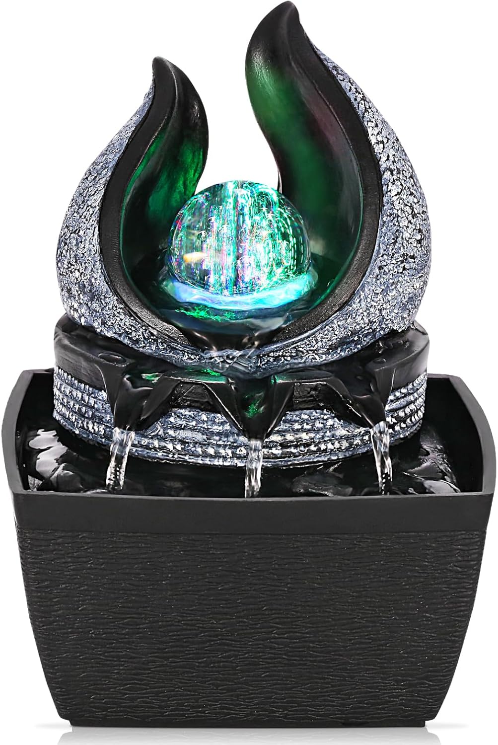 Hebafri Tabletop Water Fountain with LED Rolling Ball