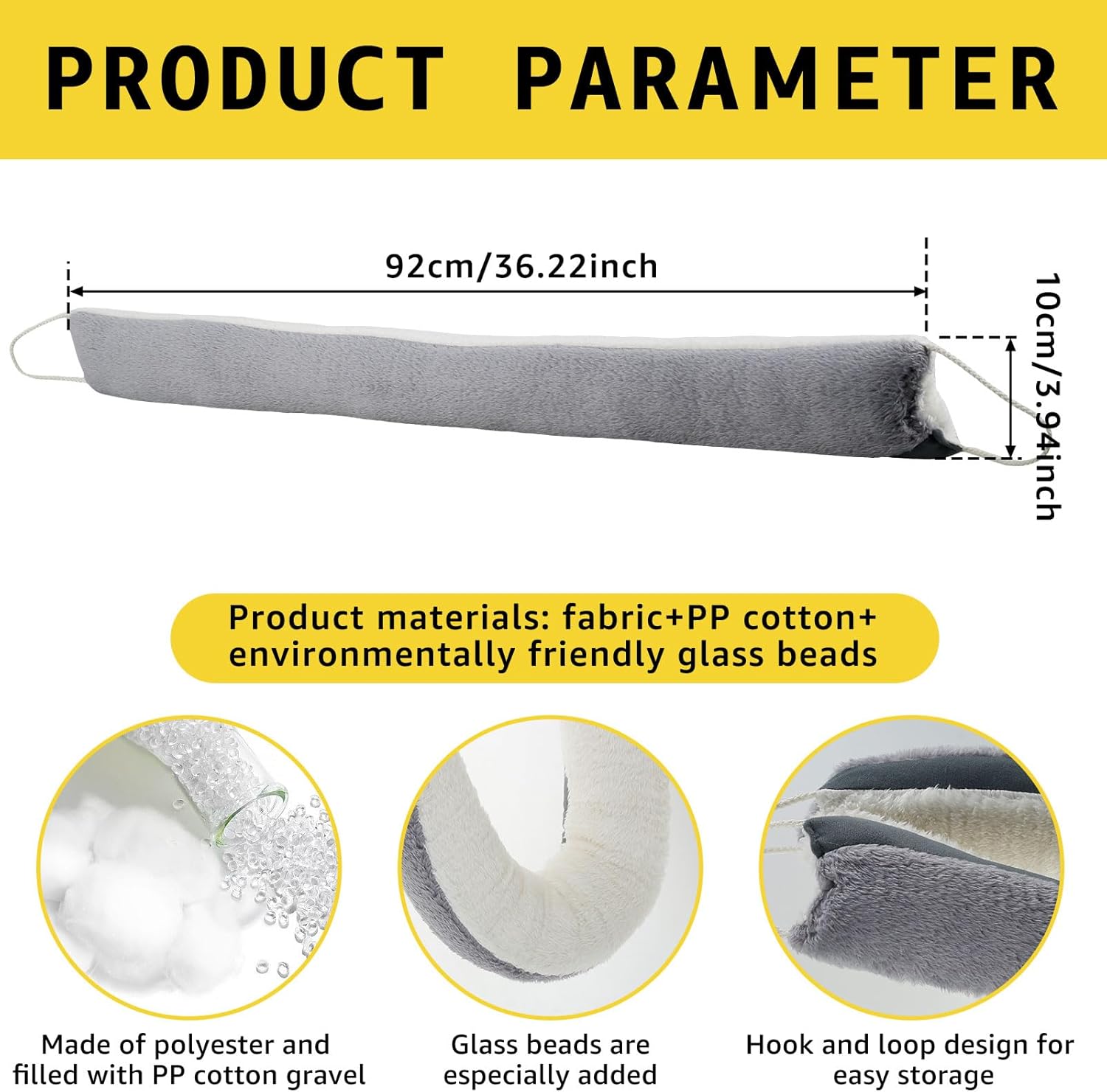 Soundproof Door Draft Blocker Soft Breeze Stopper Gray