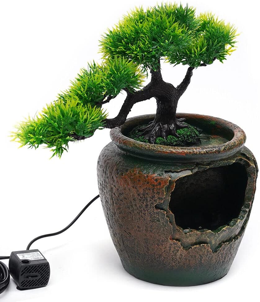 Opulentia Desktop Fountain with LED Light and Resin Rockery