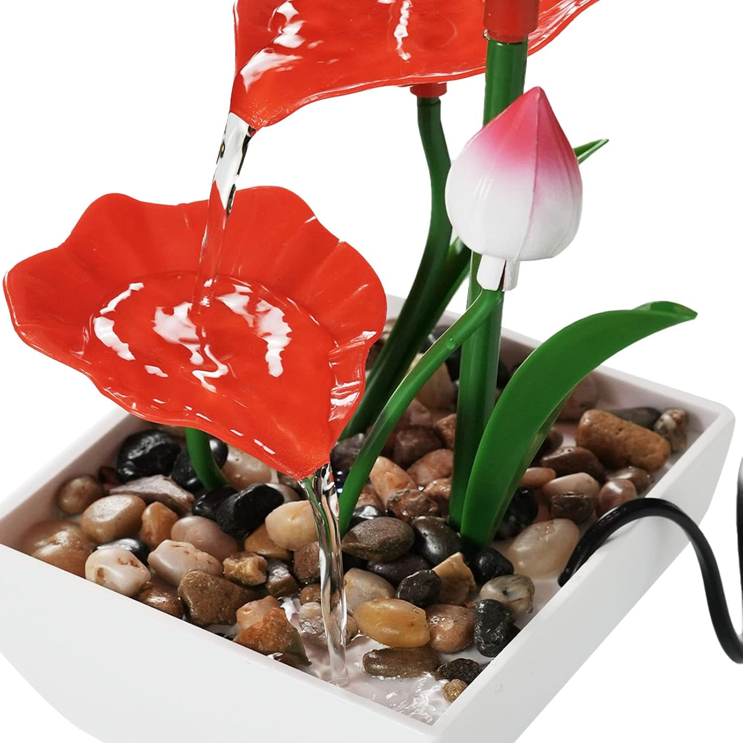 Desktop Fountain Ornament with LED Lights and 3 Speed Pump