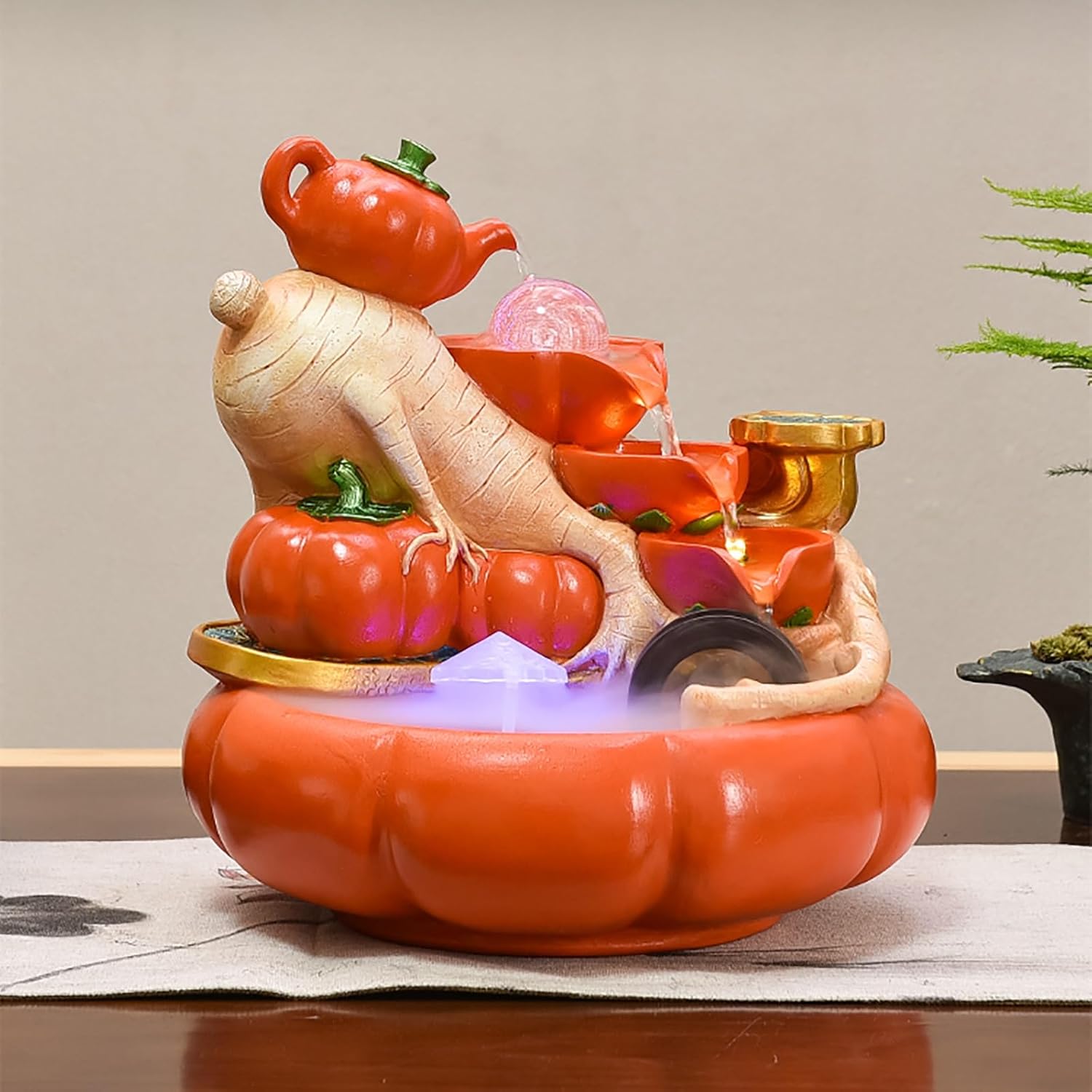 Vegetable Themed Tabletop Water Fountain with LED Light