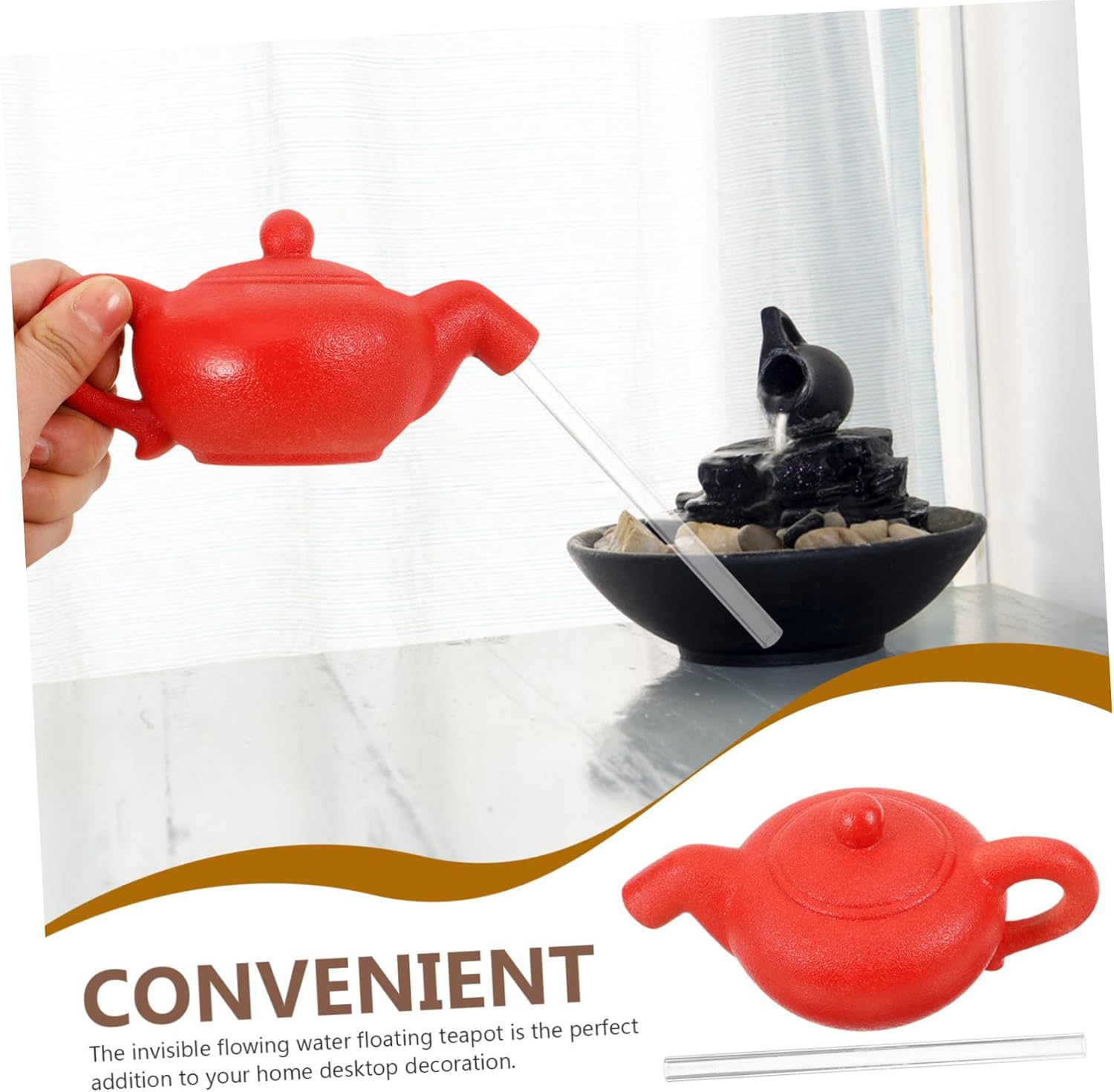 Toyvian Floating Teapot Fountain for Home and Office Desk Decoration