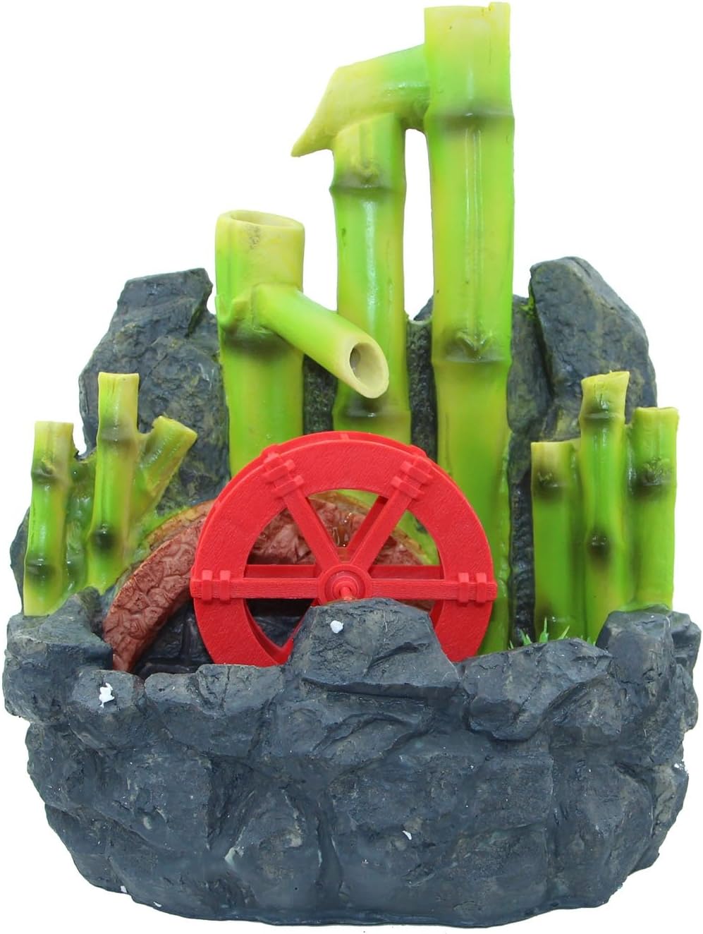 Bamboo Water Fountain with Red Wheel Decor