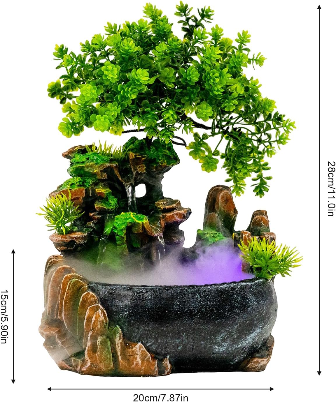 Bokknppo Indoor Water Fountain with LED Light and Humidifier