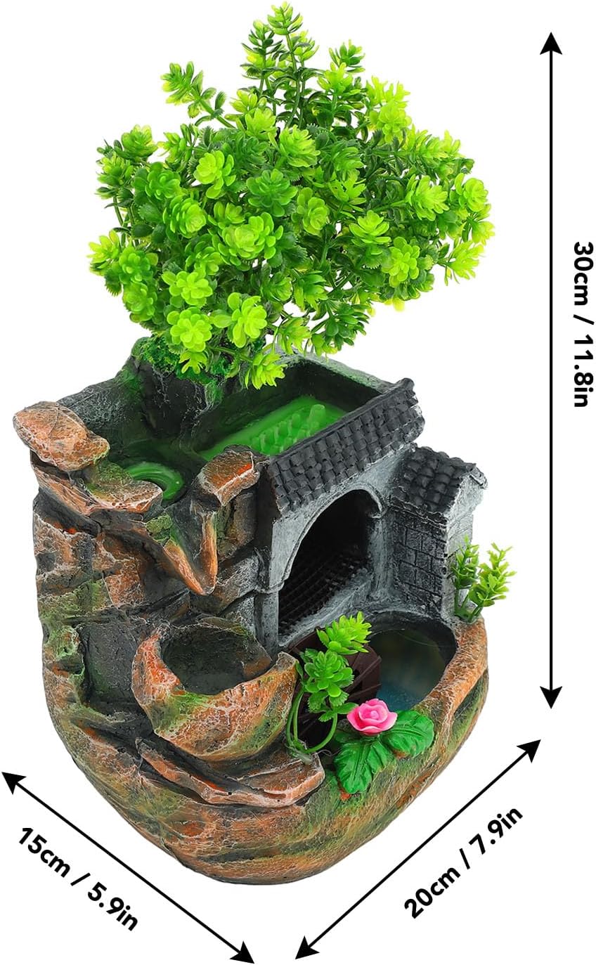HEEPDD Tabletop Fountain with Fortune Tree and Water Wheel for Home Office Decor