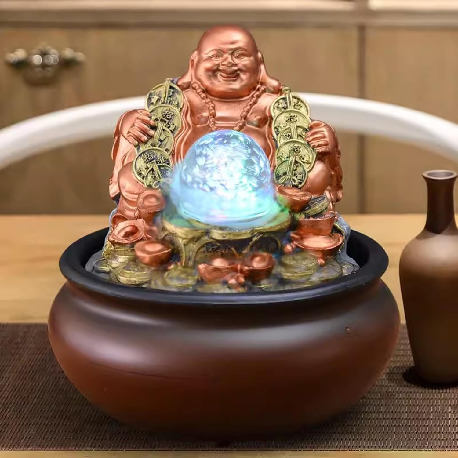 GRFIT Tabletop Water Fountain Decor with Chinese Style Rockery
