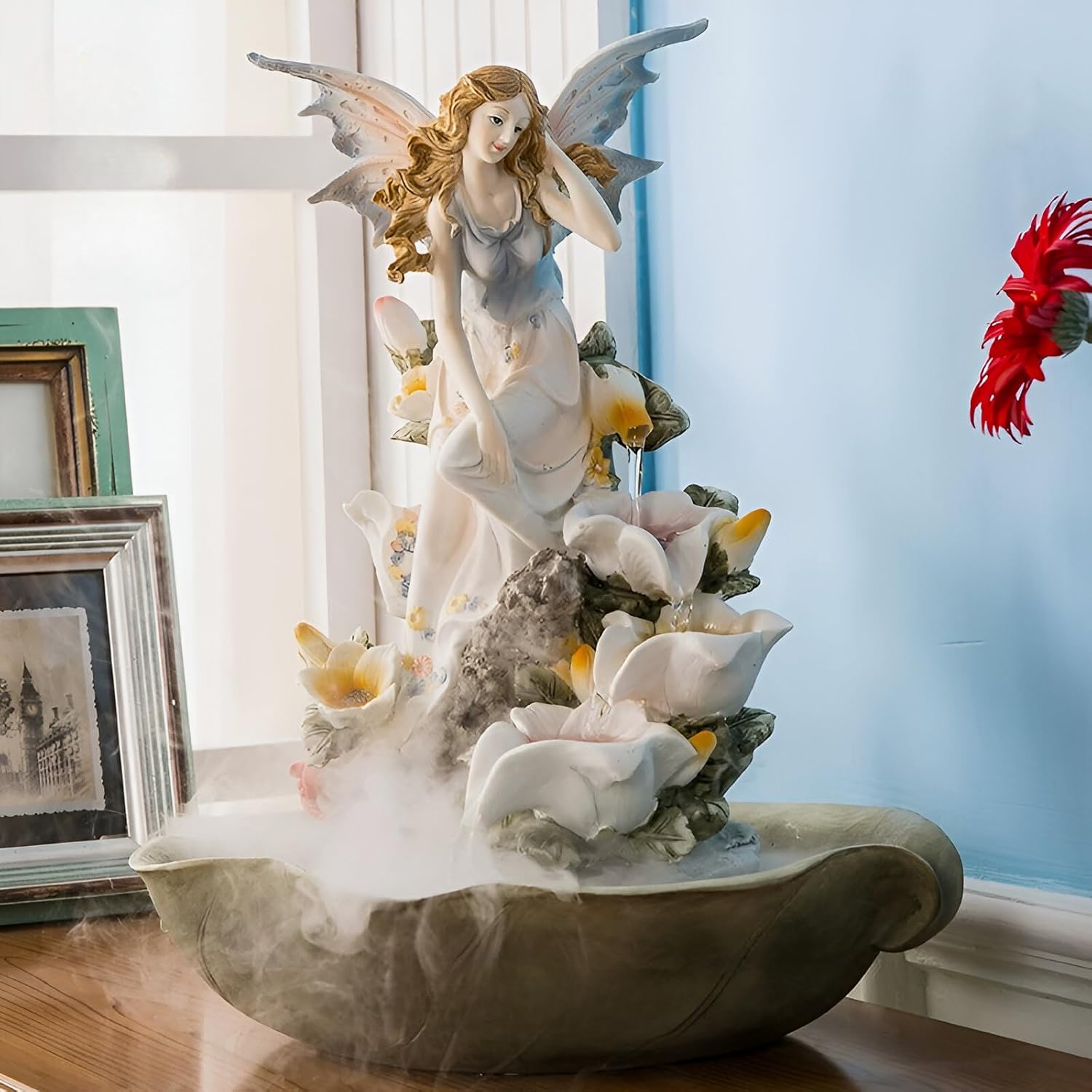 1693 Inch Tabletop Fountain with LED Lights and Crystals
