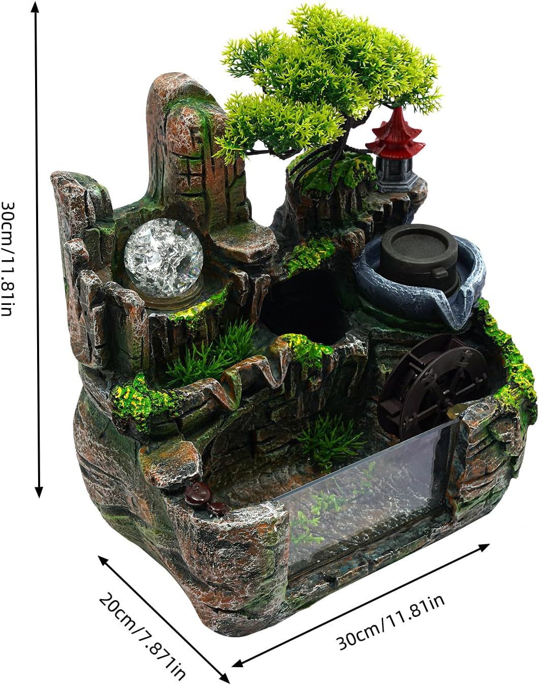 Kaichenyt Desktop Rockery Water Fountain with LED Light and Atomizer