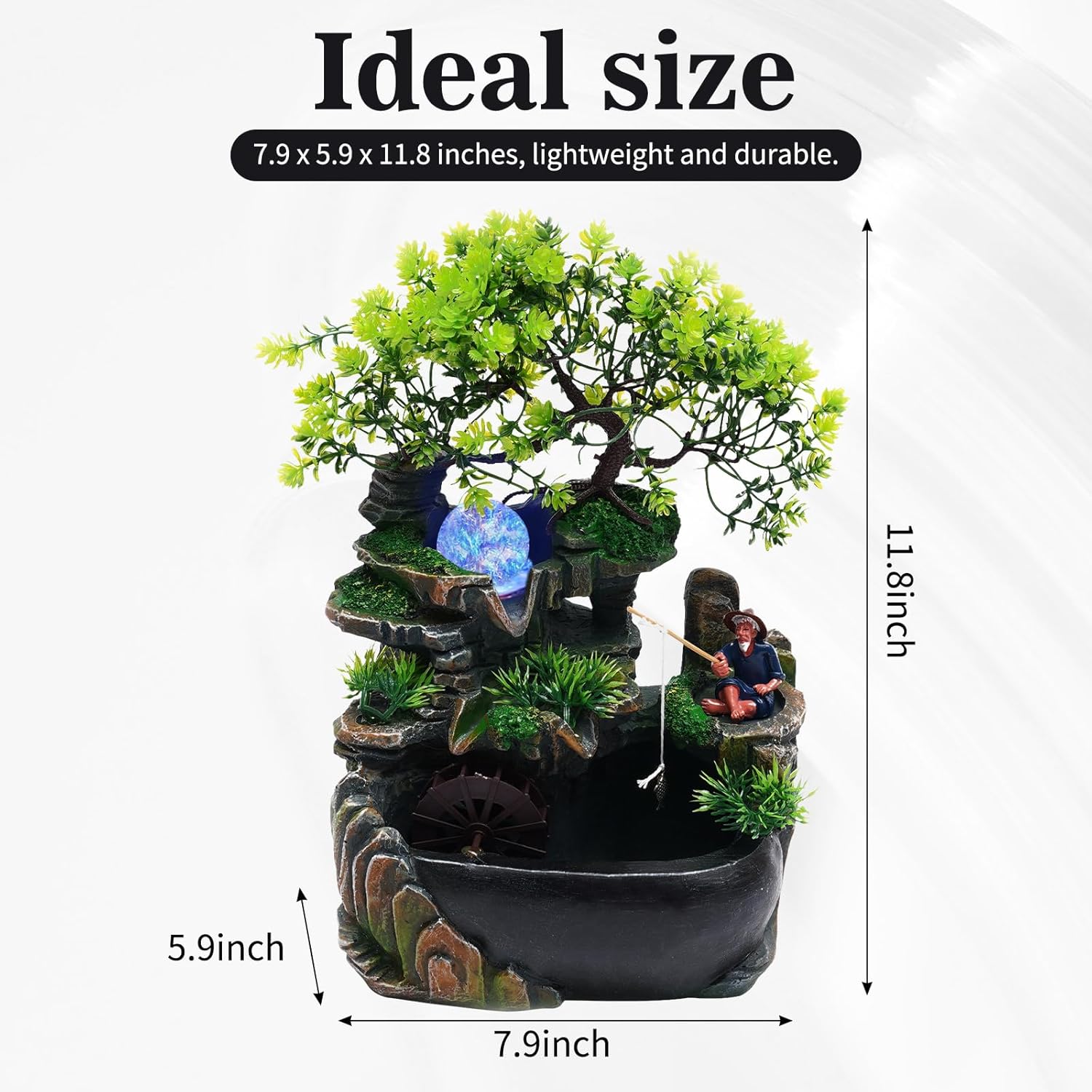 Tabletop Fountain with Color Changing LED Lighting