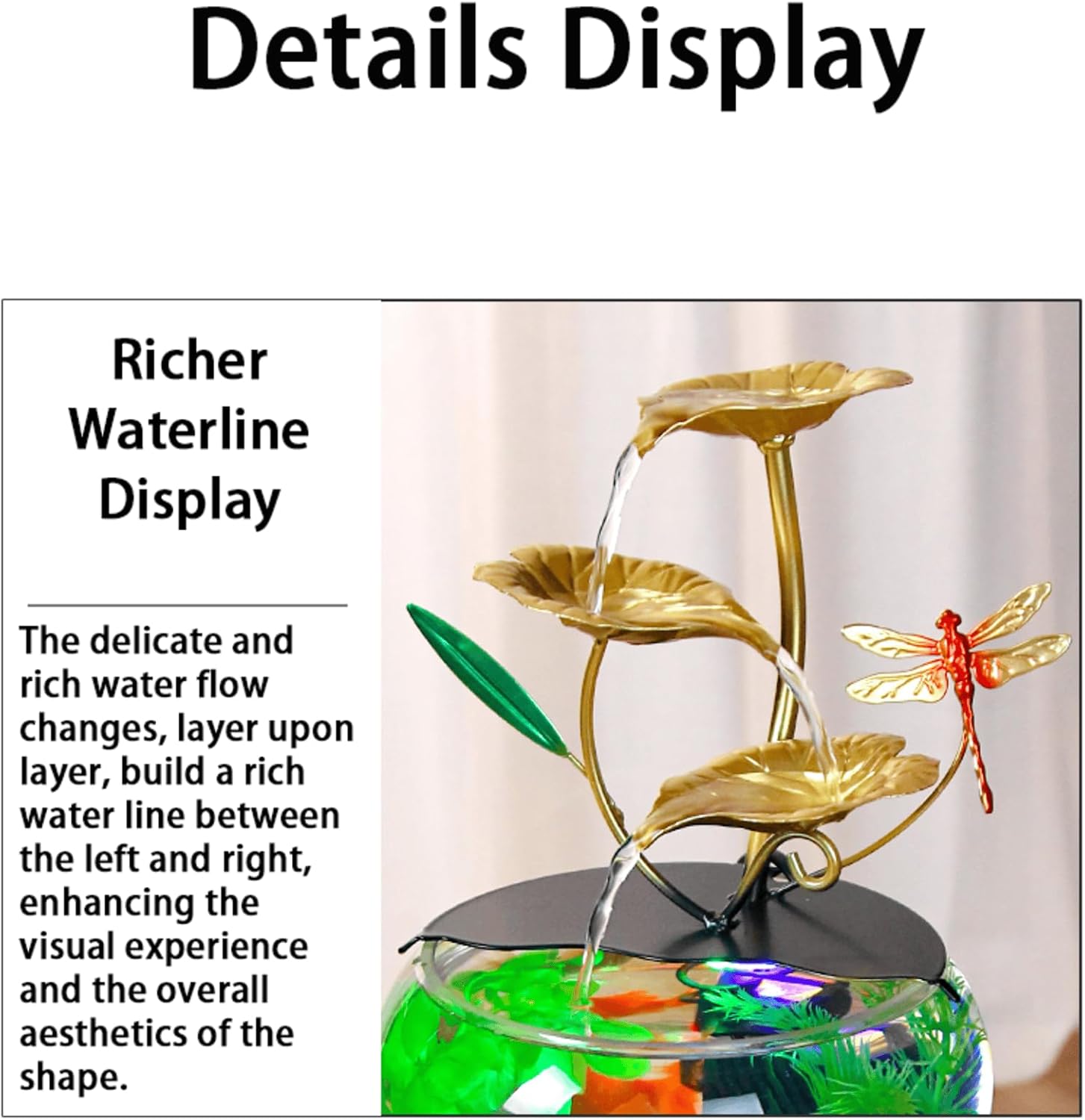 Elegant Indoor Tabletop Water Fountain with Lotus and Dragonfly Design