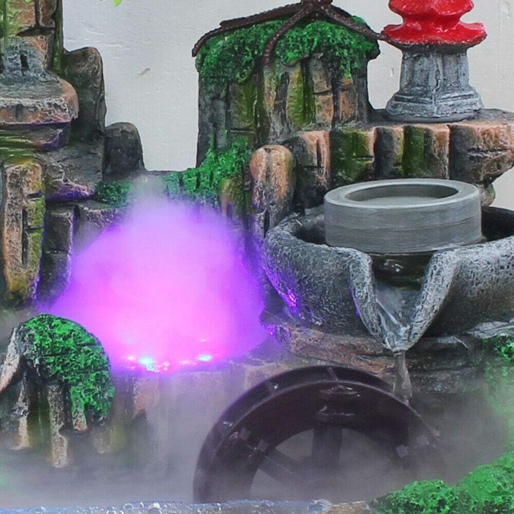 Tabletop Fountain Waterfall Decor Simulated Rockery Bonsai with Atomizing Humidifier