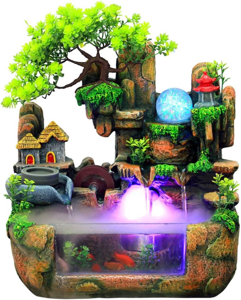 Liffshsy Indoor Water Fountain with LED Light and Atomizer
