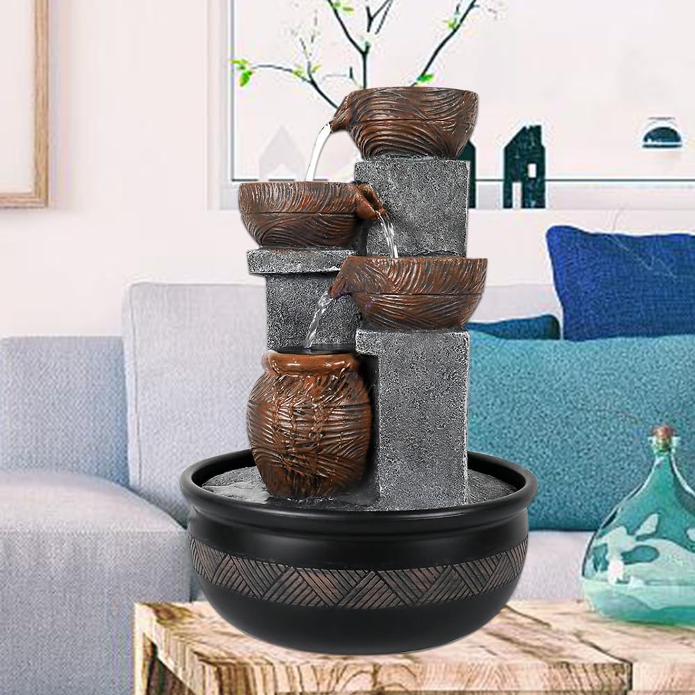 157 Inch High Tabletop Waterfall Fountain with LED Lights
