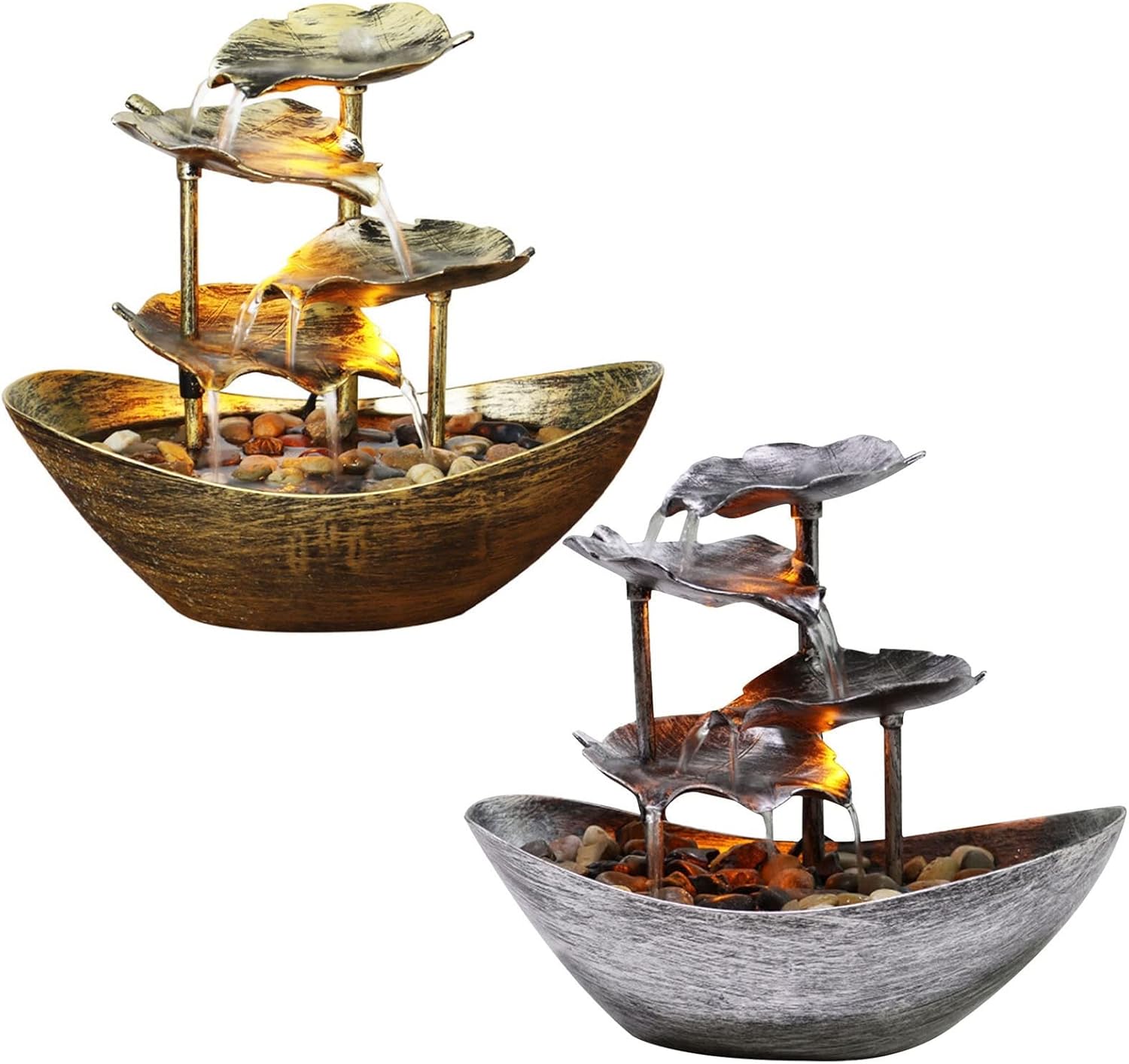 Elegant Tabletop Waterfall Fountain with LED Lighting