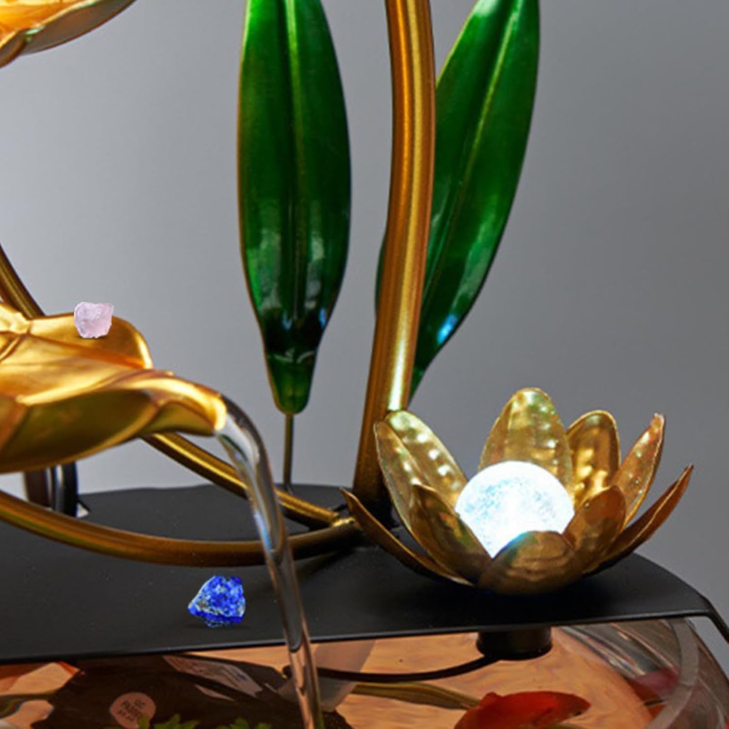 Indoor Tabletop Fountain with 5-Tier Lotus Design and LED Lights
