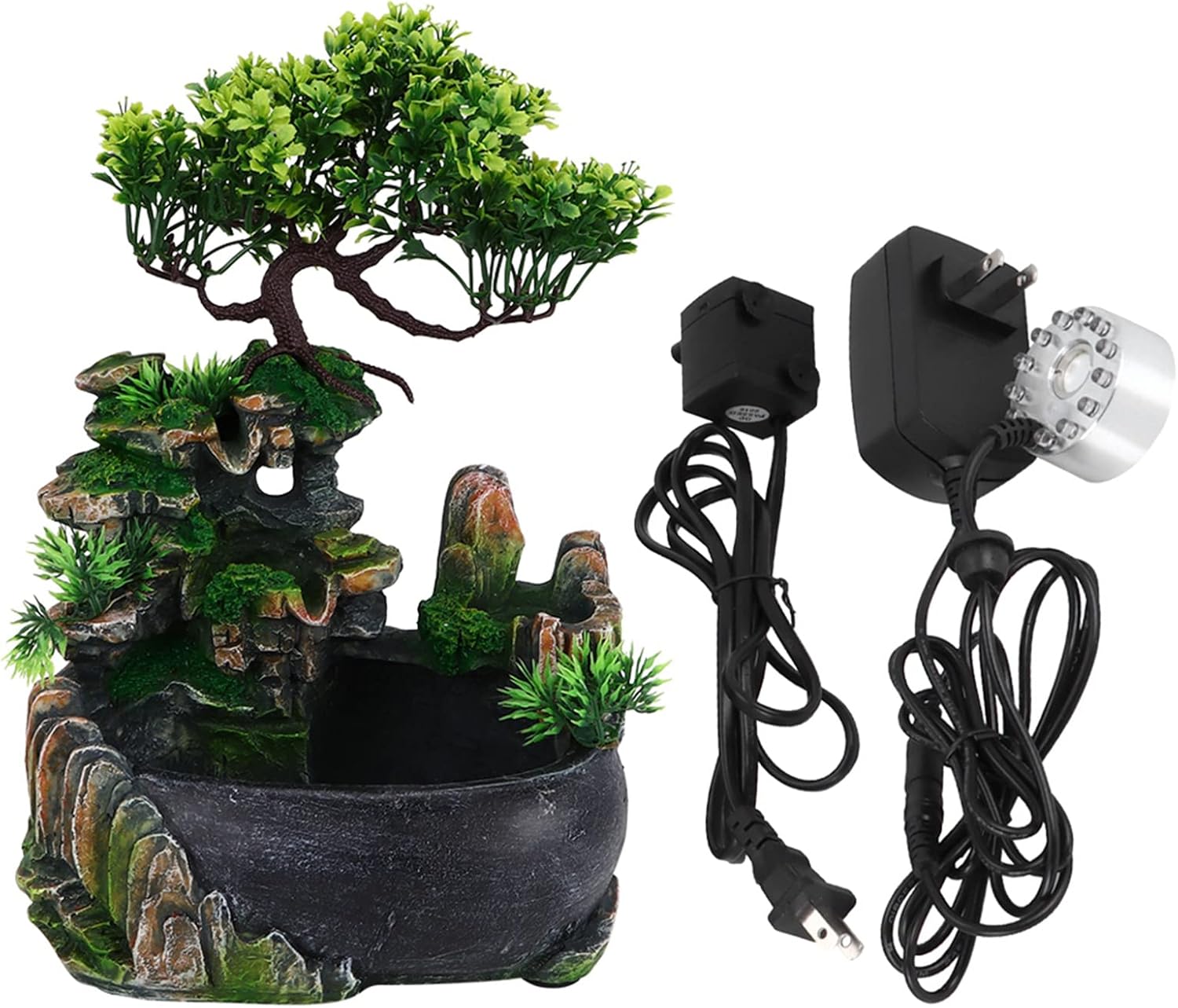Walfront Tabletop Fountain Humidifier with Waterfall and LED Light
