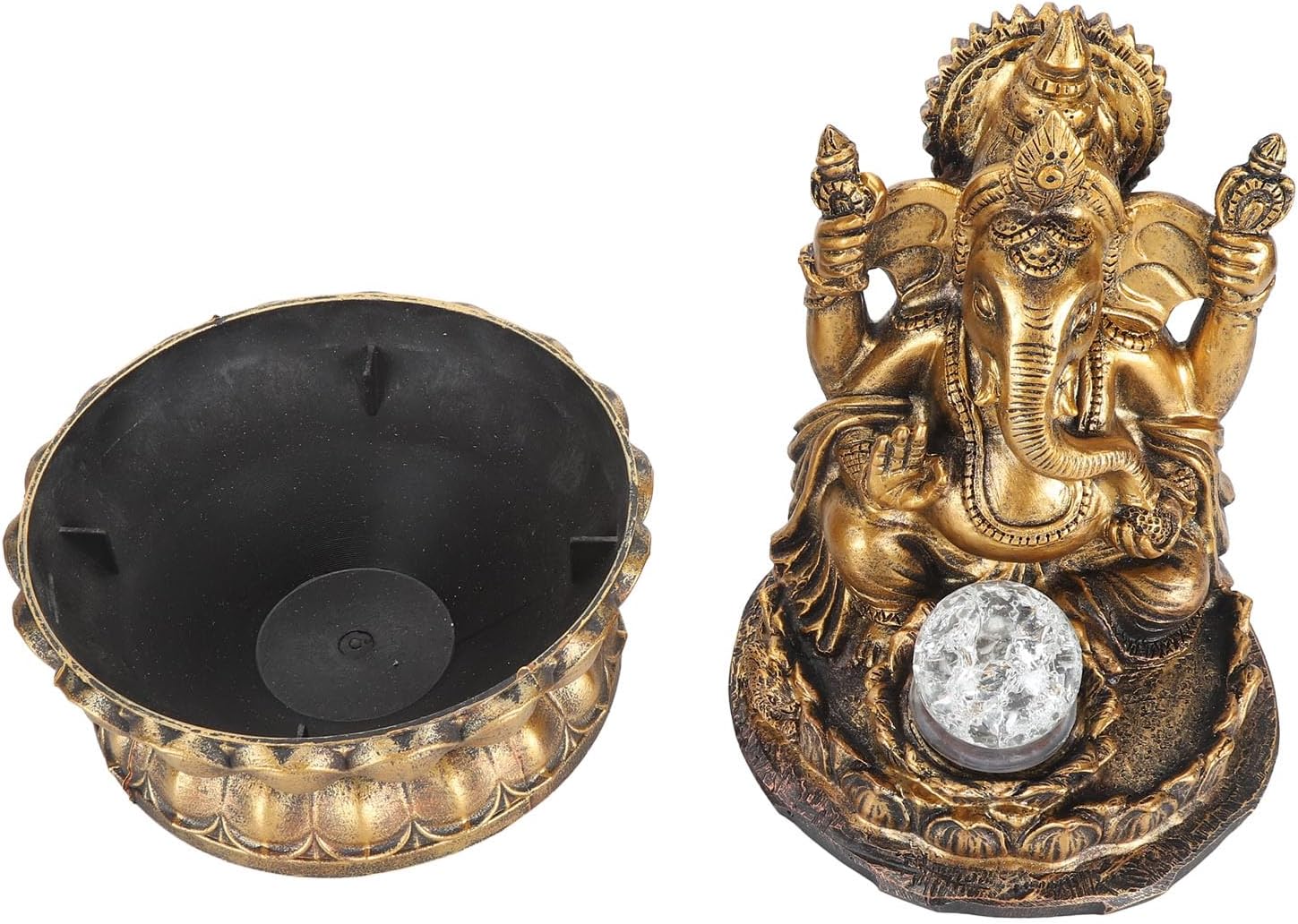 Resin Water Fountain Ganesha Statues Indoor Decorative Relaxing Humidifier with LED Light