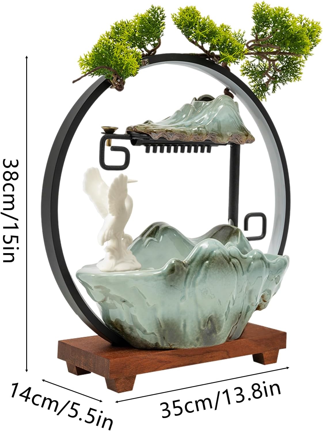 WUSILILU Tabletop Water Fountain with LED Light Ring
