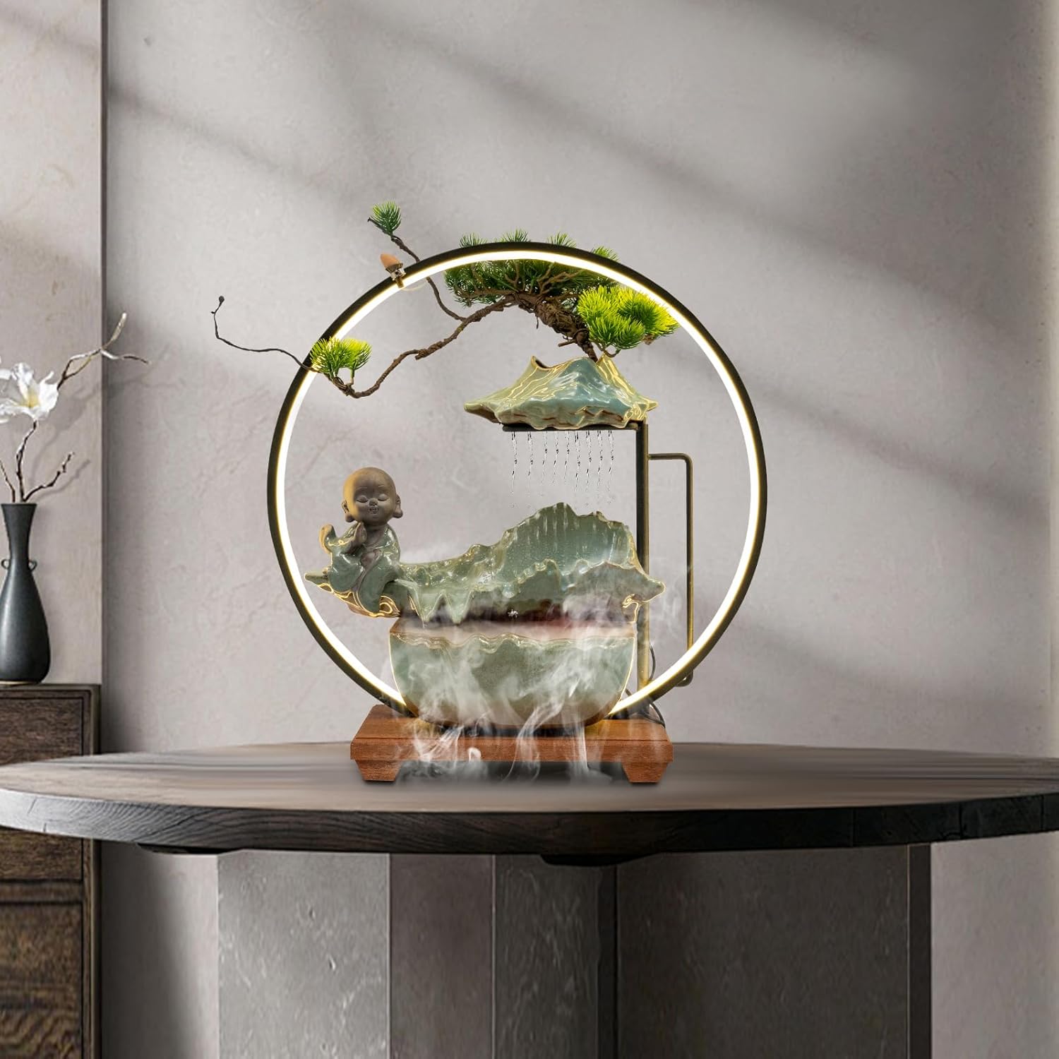 Banborba Tabletop Fountain with LED Light and Mist