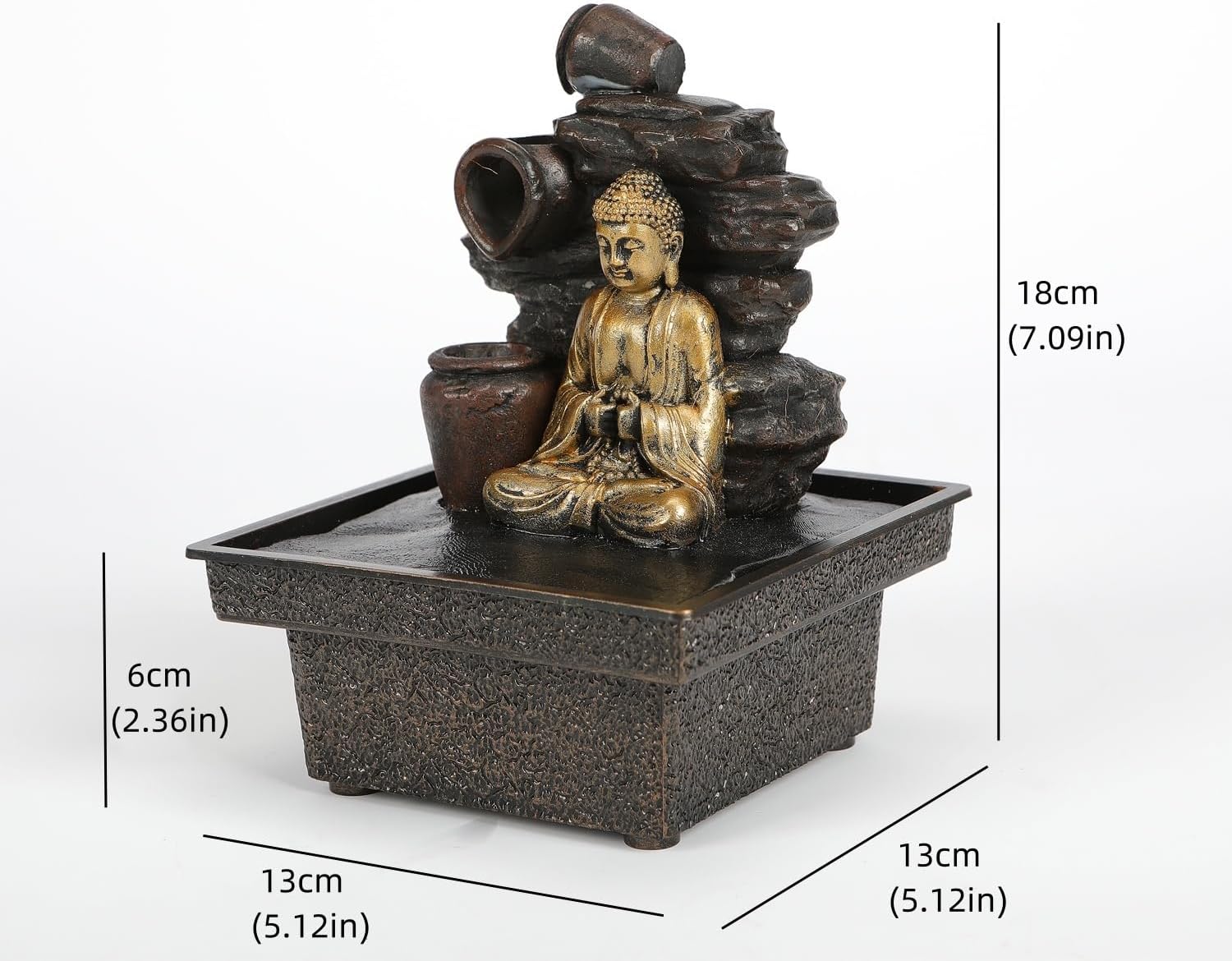 Seyee-bro Tabletop Water Fountain Buddha Statue Humidifier Decor 1