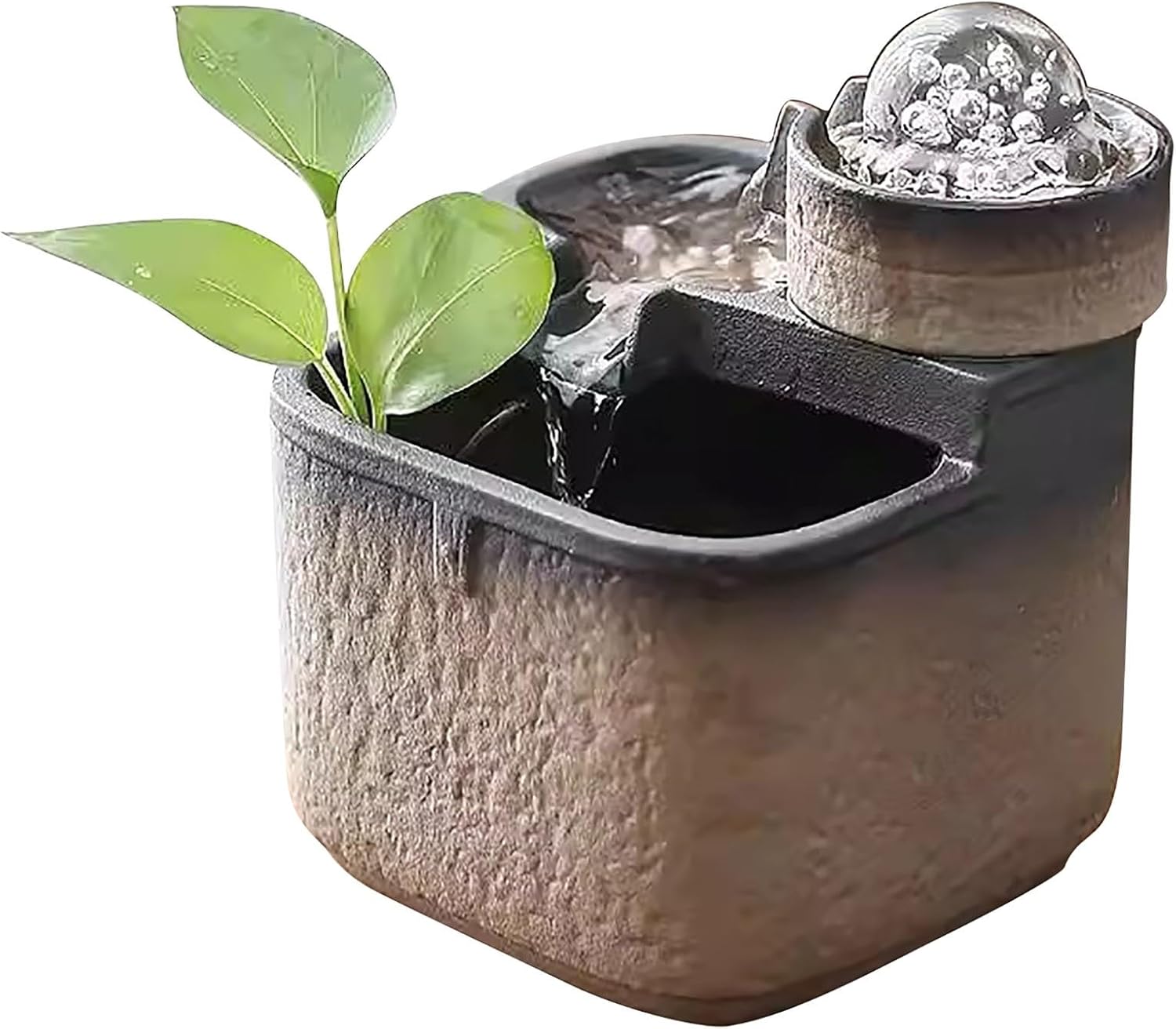 Yellow Ceramic Tabletop Water Fountain Minimalist Home Decor