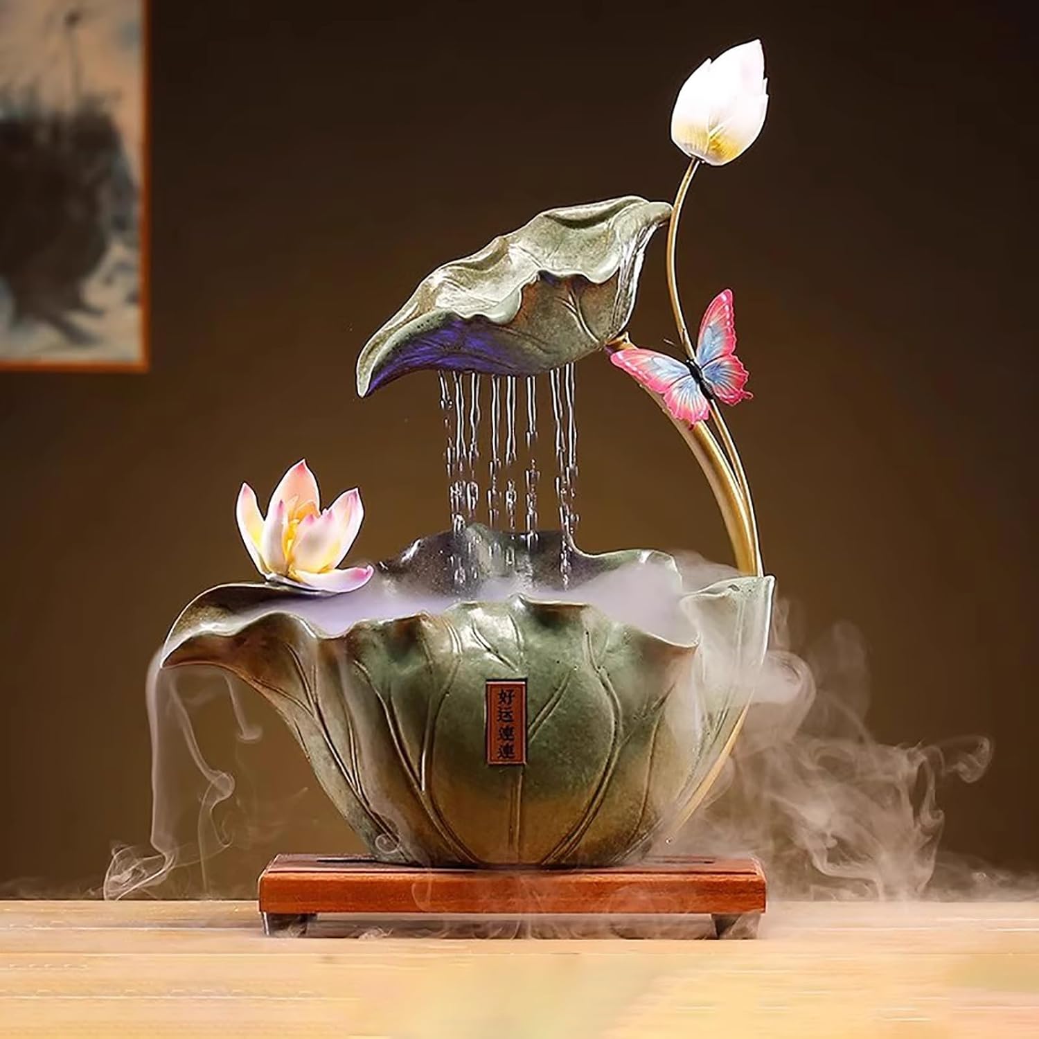 Lotus Tranquility Ceramic Tabletop Water Fountain