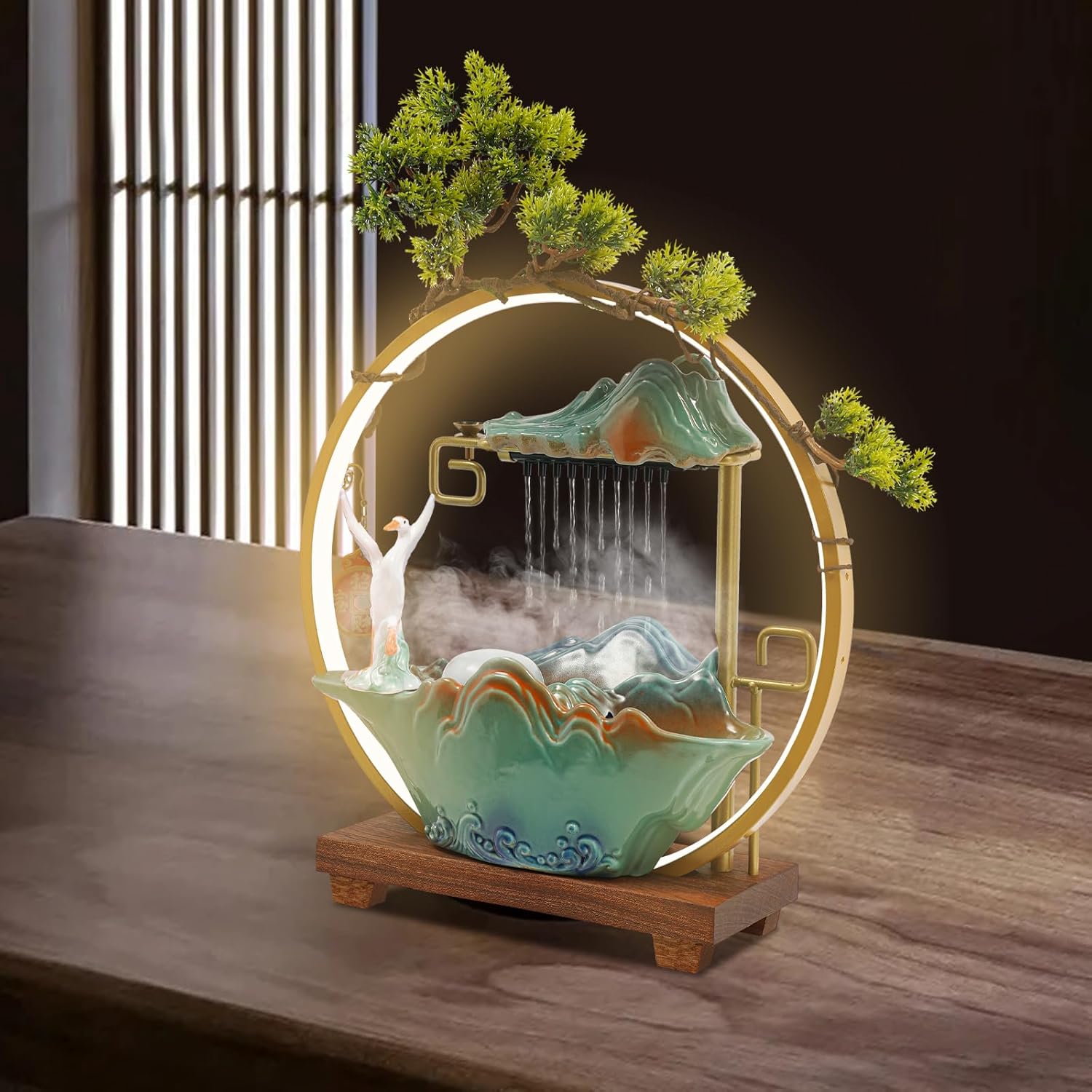 Tabletop Water Fountain with 7 Color LED and Mist 1