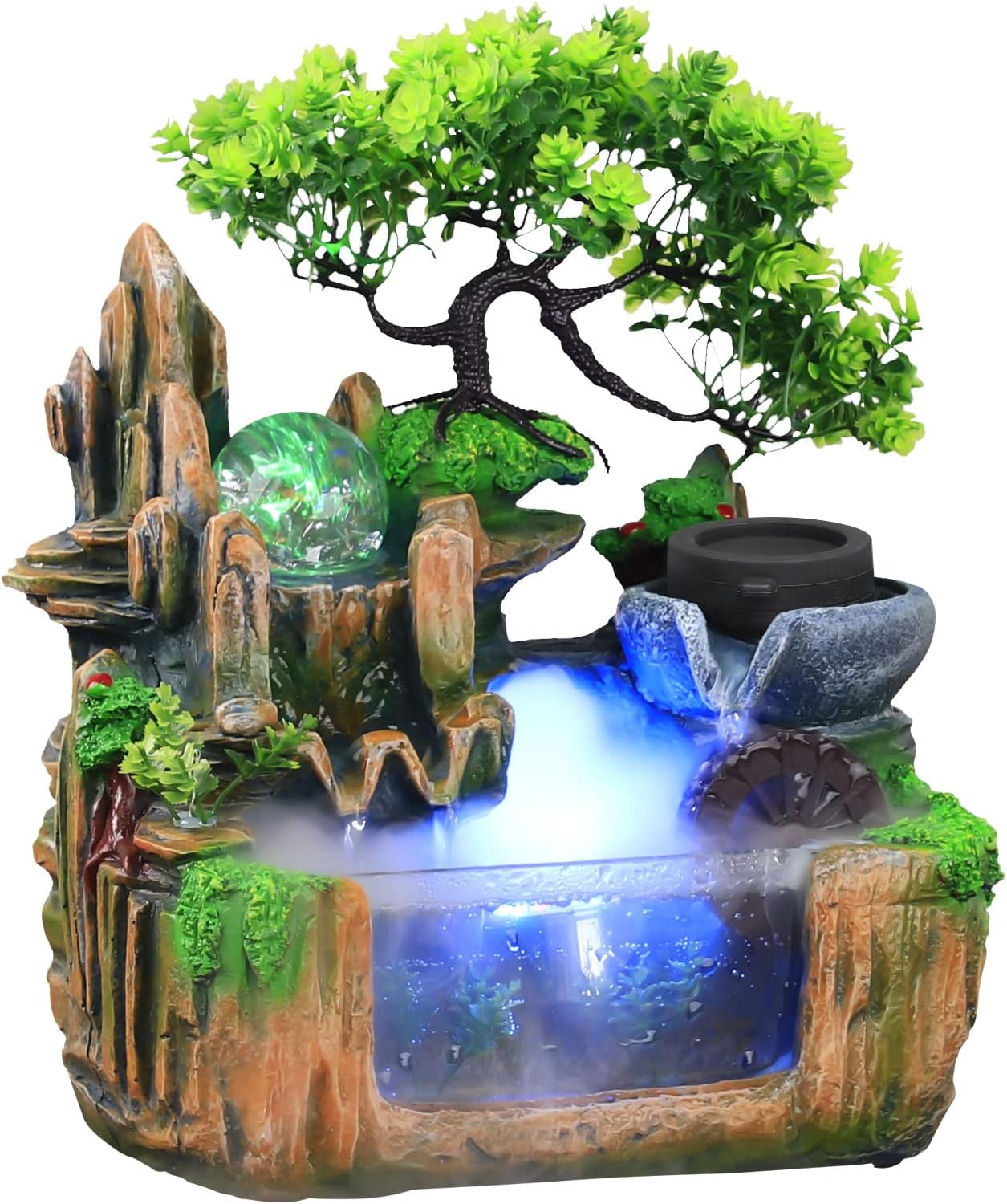 Ageanbri Tabletop Fountain with LED and Automatic Pump