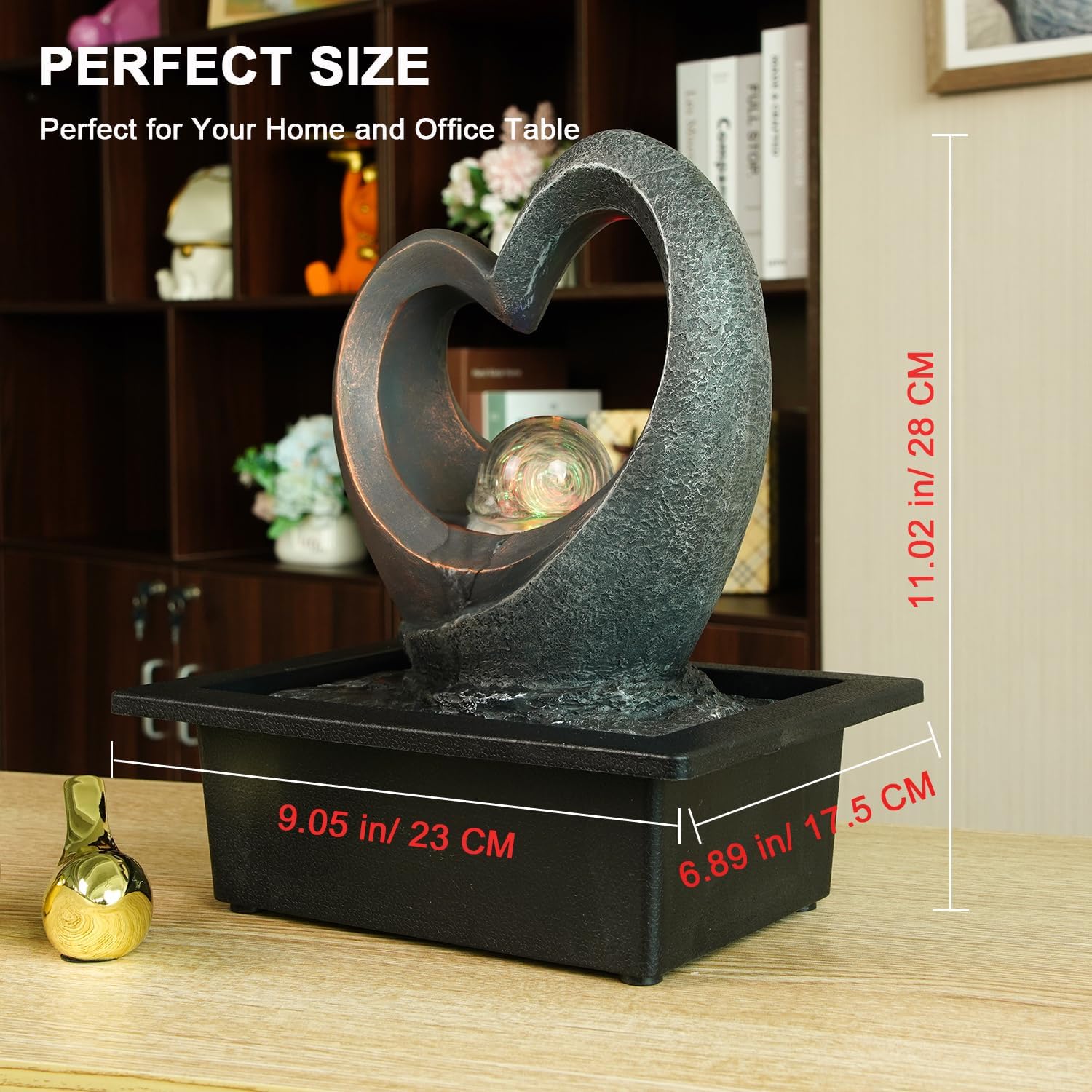 Spinning Orb Rock Tabletop Fountain with LED Light and OnOff Switch