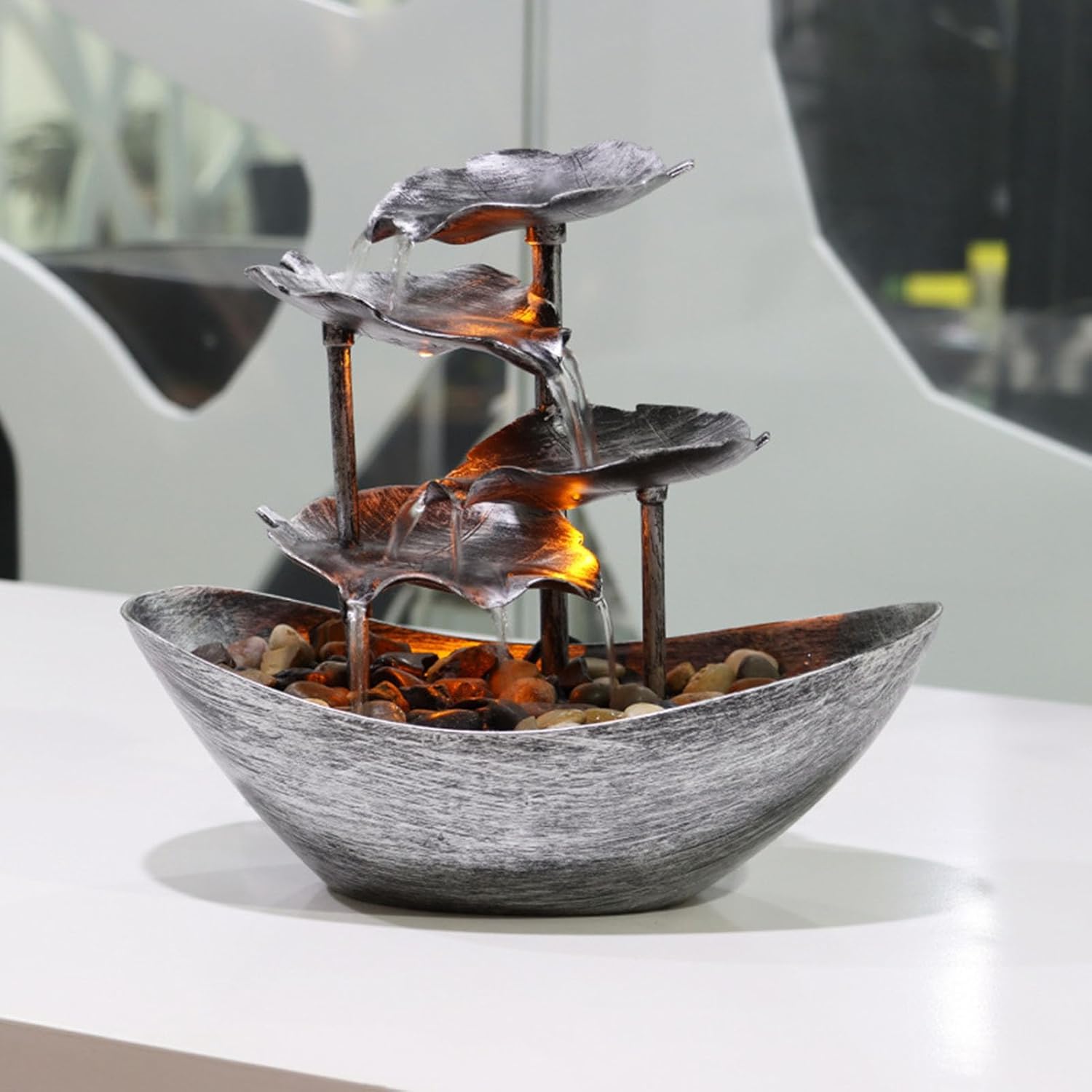 Indoor Waterfall Fountain 4-Tier Tabletop Decor