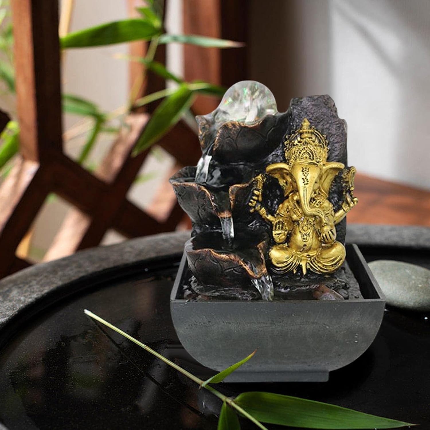 Ganesha Statue Tabletop Fountain for Home Decor