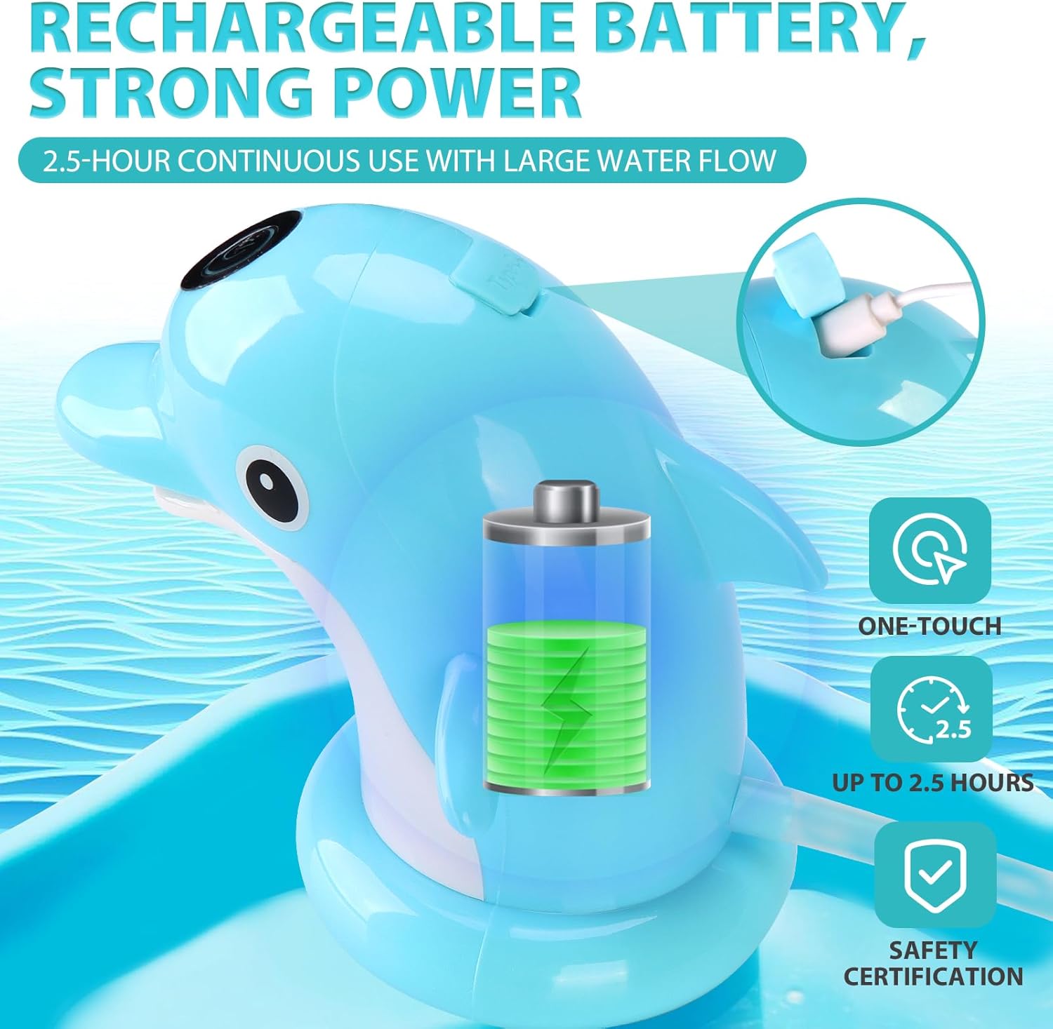 Dolphin Water Table Pump Toy for Kids Blue 1