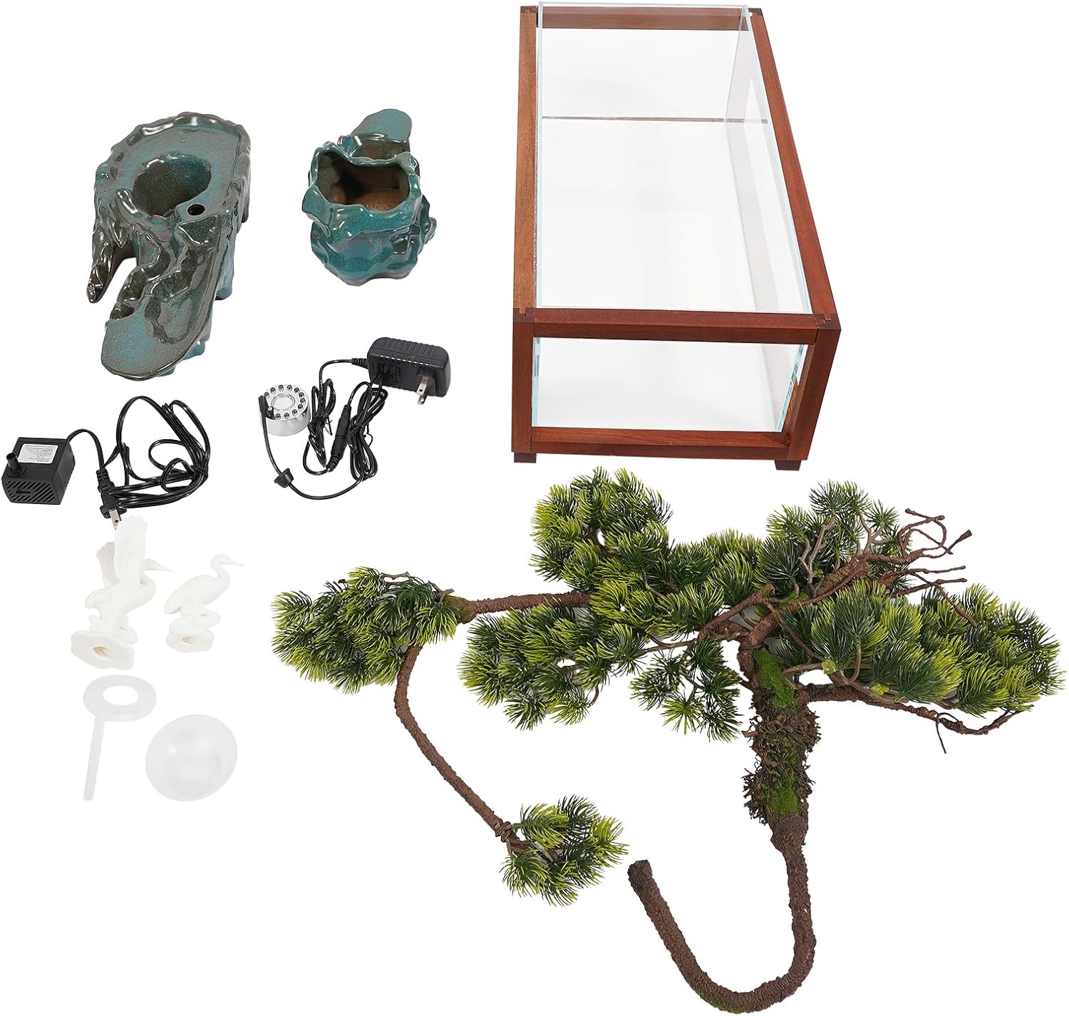 Semokia Tabletop Water Fountain with LED Light and Atomizer