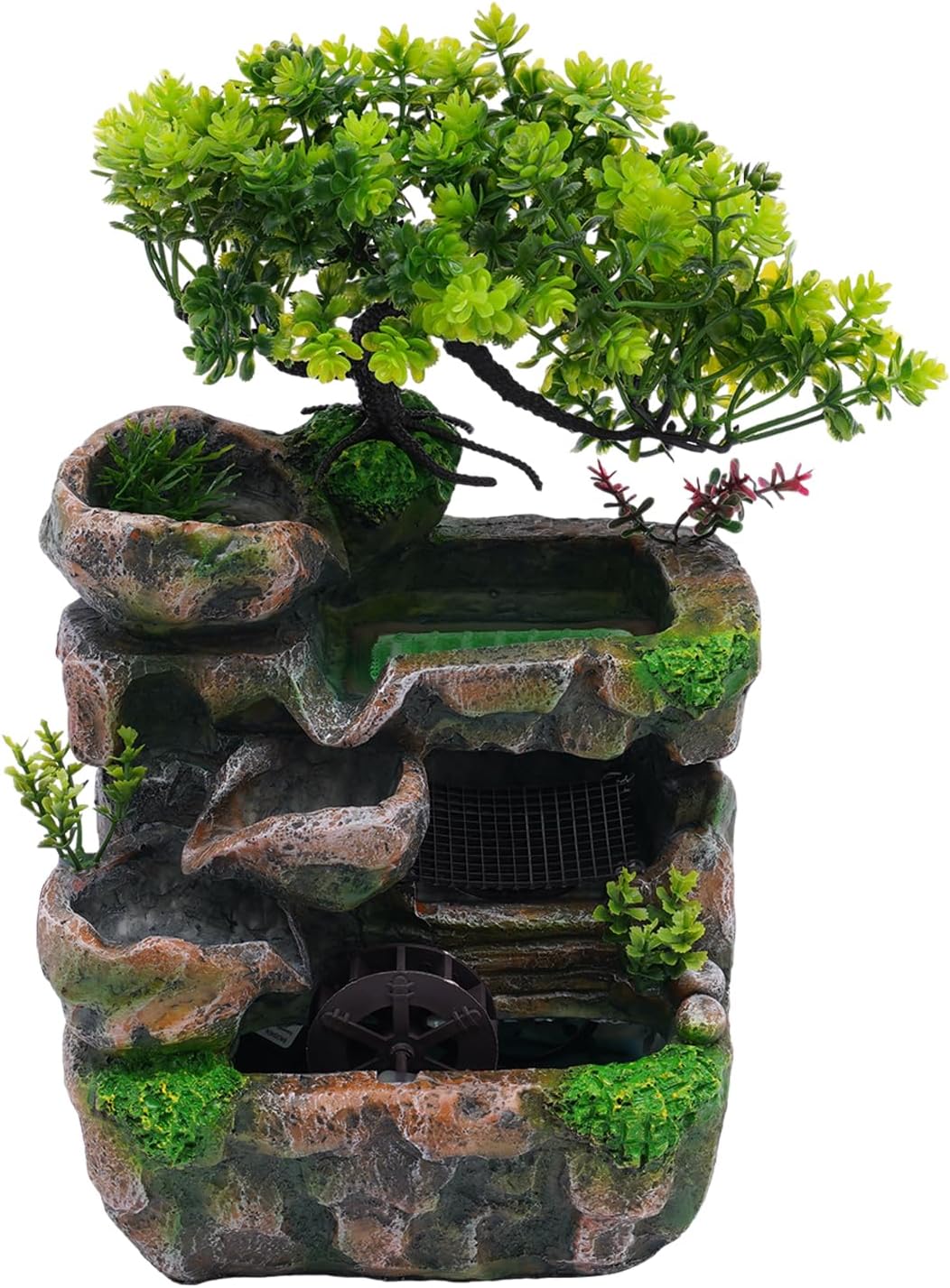 Indoor Tabletop Fountain with LED Lights for Home Office Decor