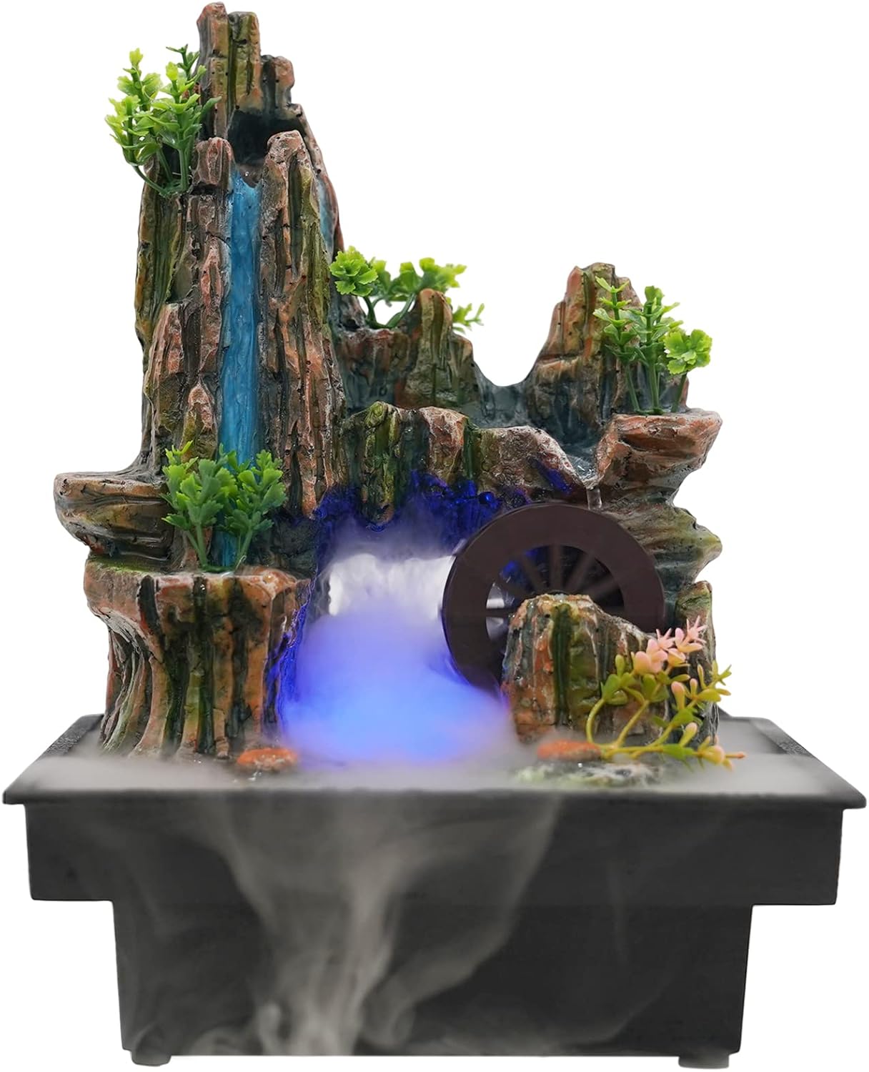Tabletop Fountain with LED Lights and Rockery