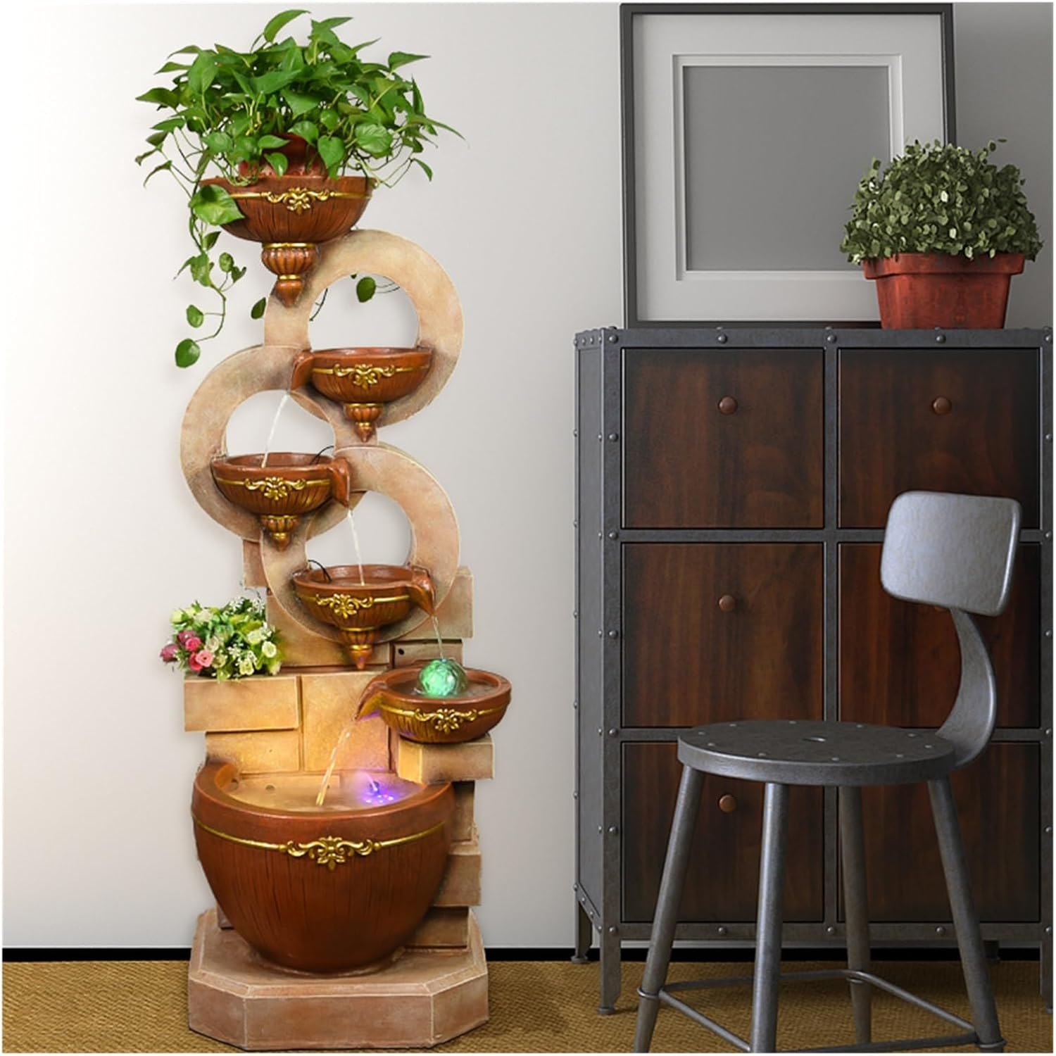 Outdoor Garden Water Fountain - 5118inch Decorative Resin Fountain for Home and Garden