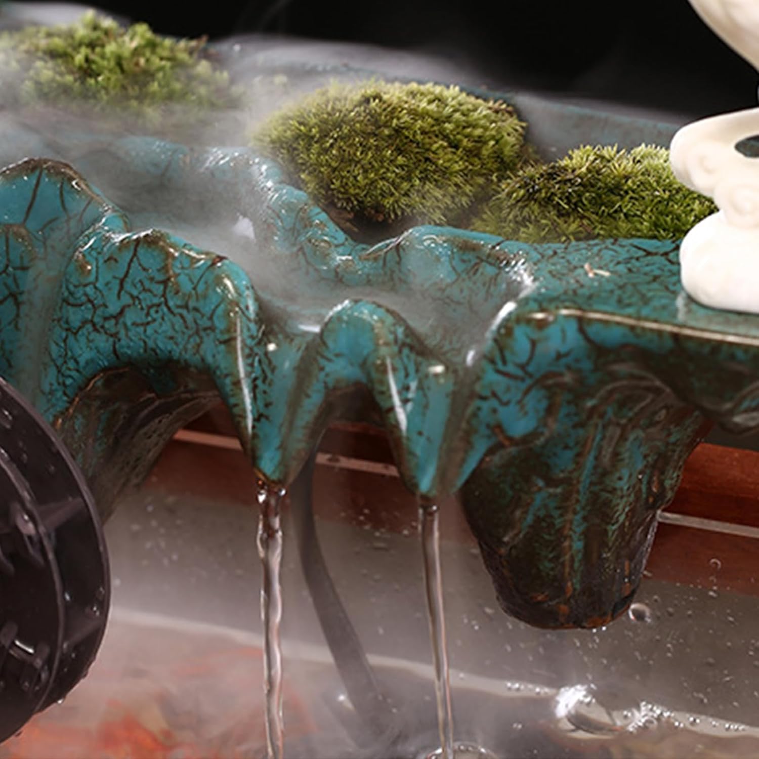 SNKOURIN Tabletop Water Fountain with LED Light and Natural Waterfall
