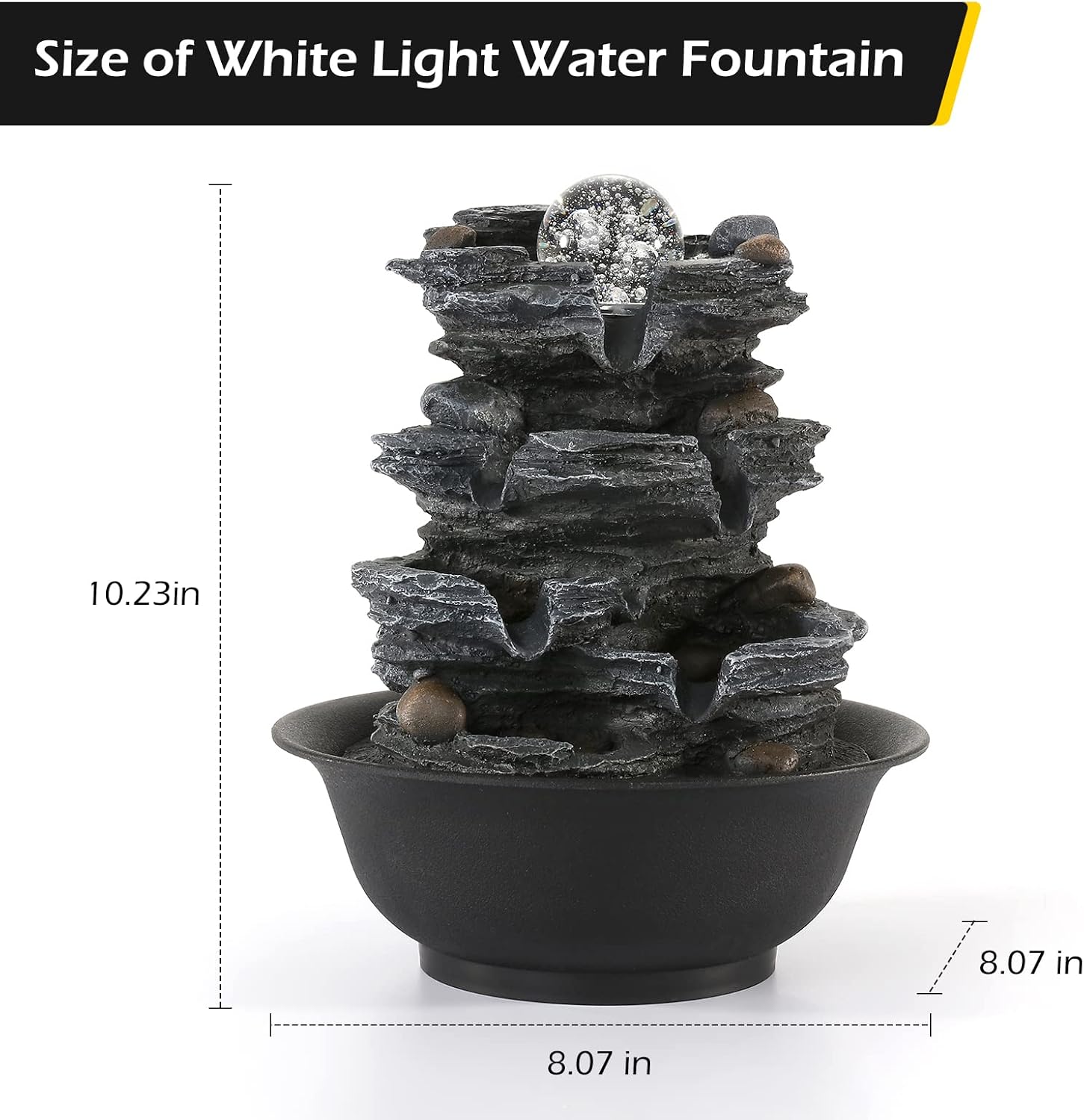 Dyna-Living Indoor Water Fountain with LED Light and Automatic Pump