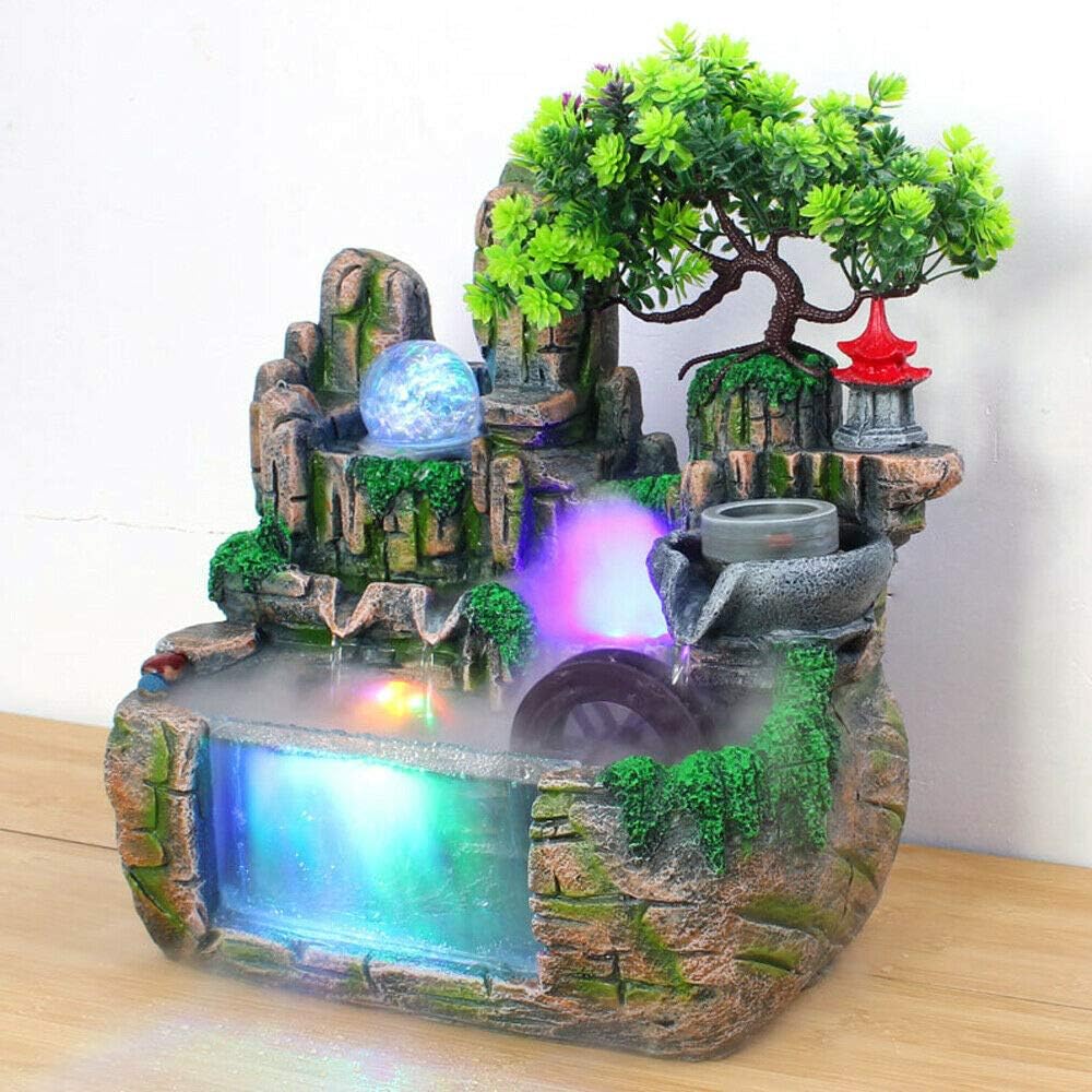 DNYSYSJ Tabletop Fountain Indoor Relaxation Waterfall with Rolling Ball